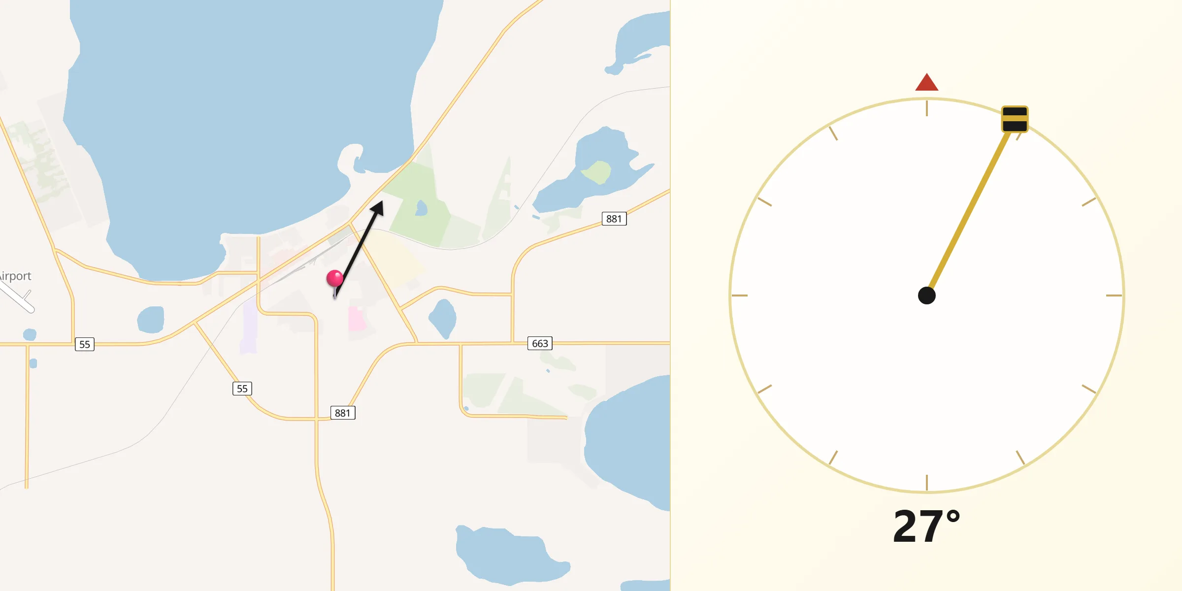 Qibla Direction from Lac La Biche