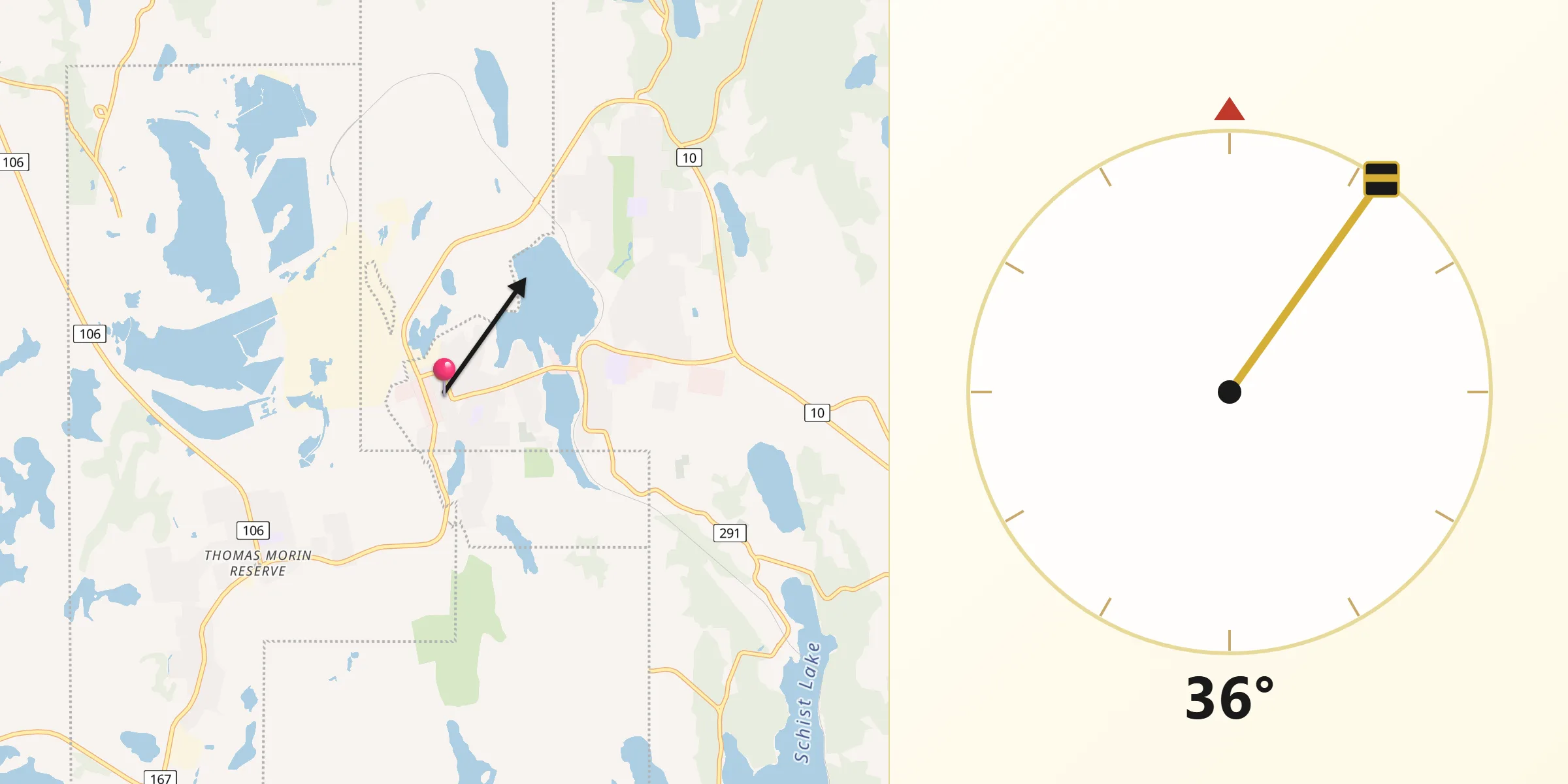 Qibla Direction from Flin Flon