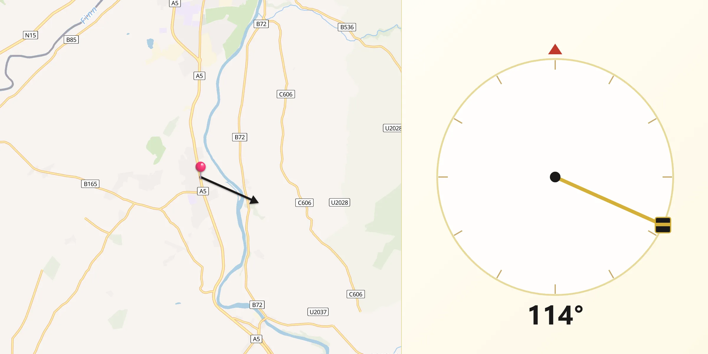 Qibla Direction from Sion Mills