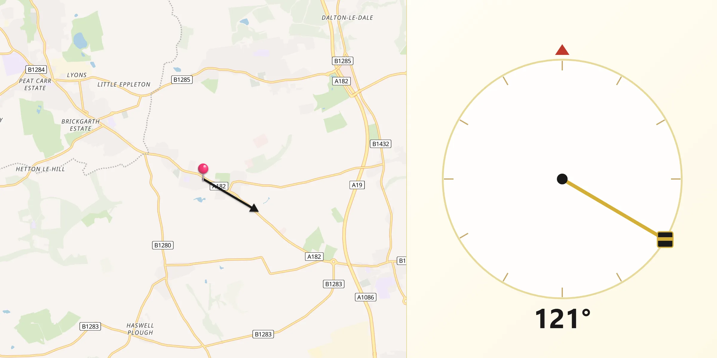 Qibla Direction from South Hetton