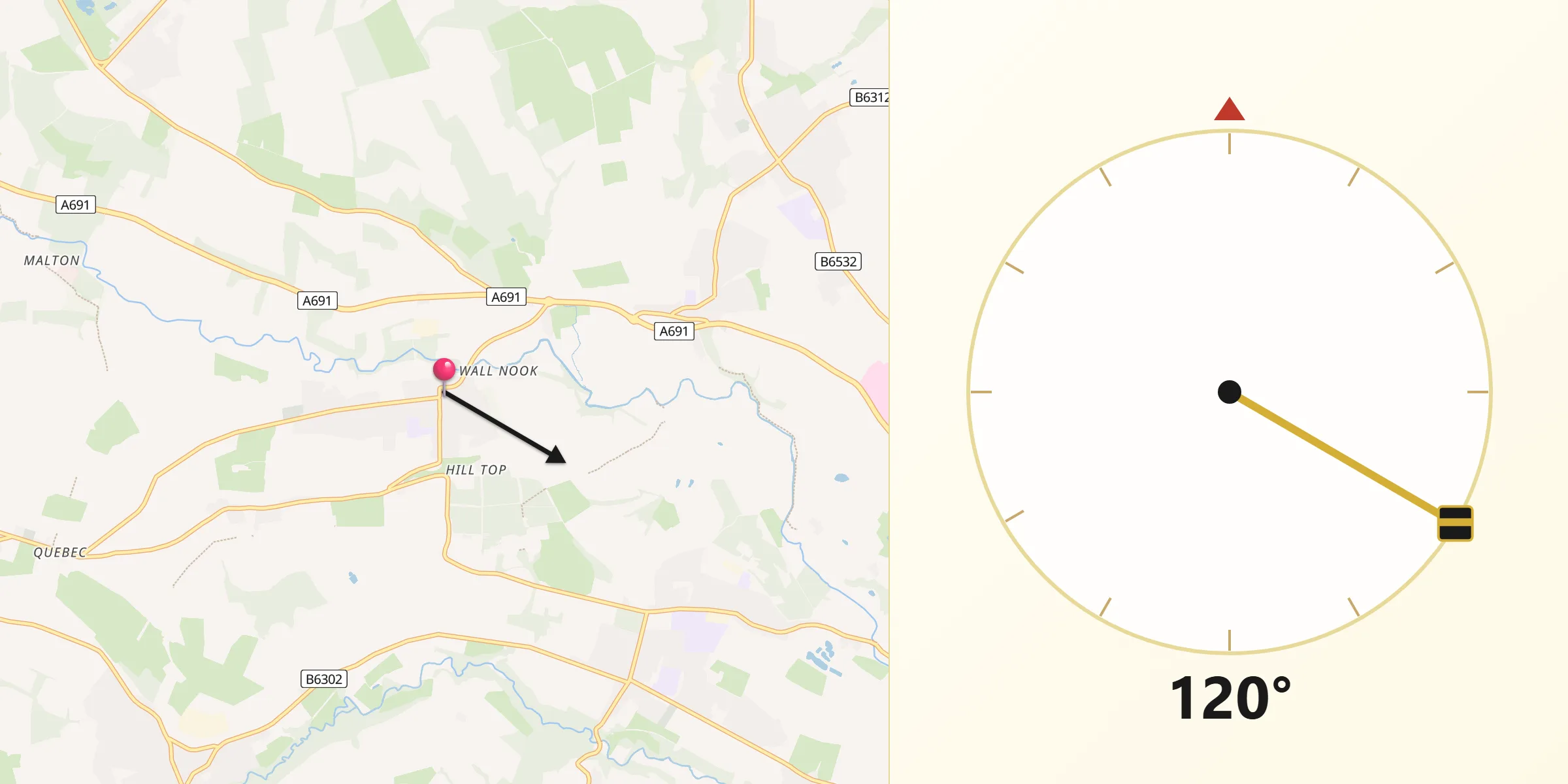 Qibla Direction from Langley Park