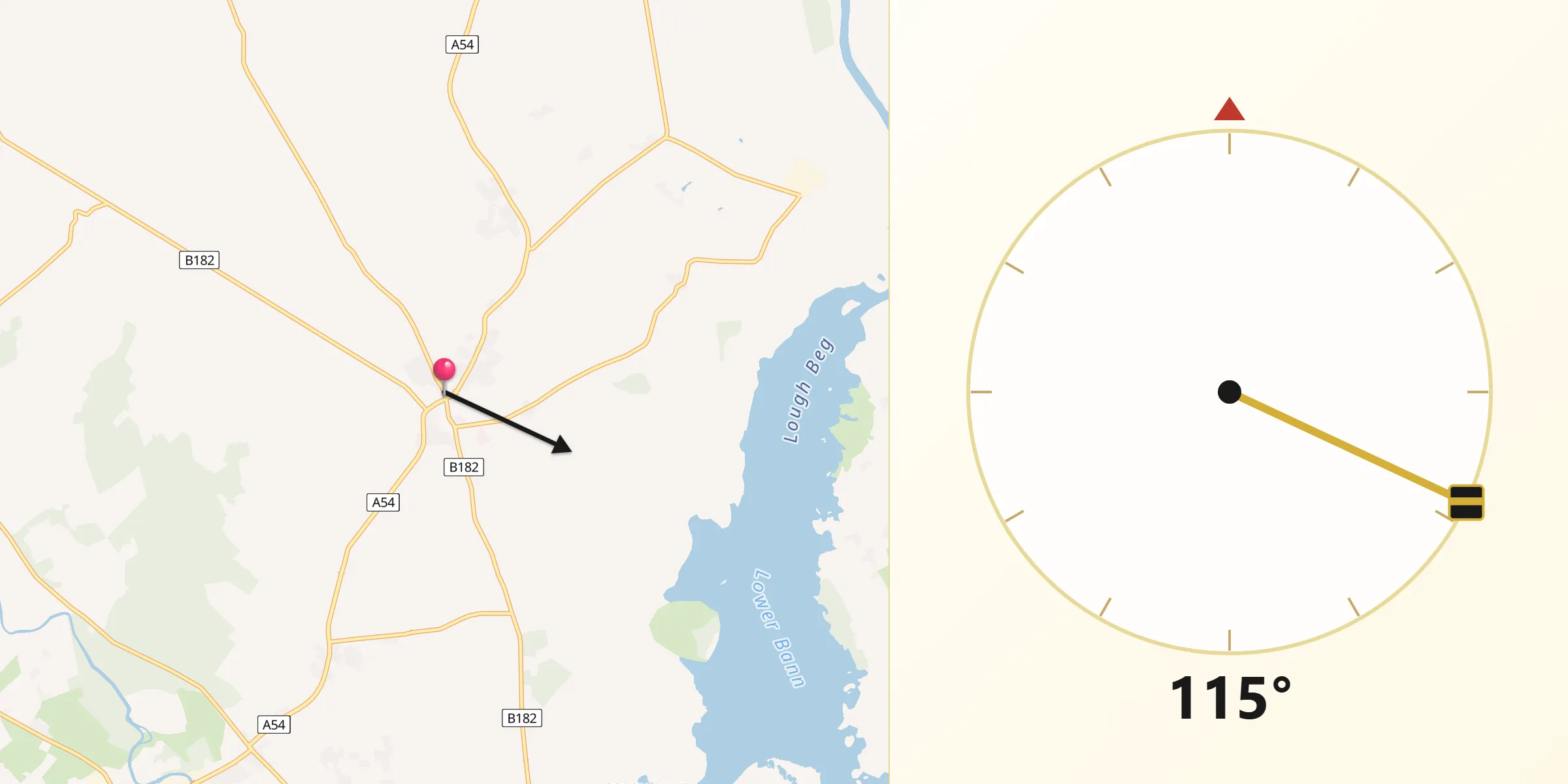 Qibla Direction from Bellaghy