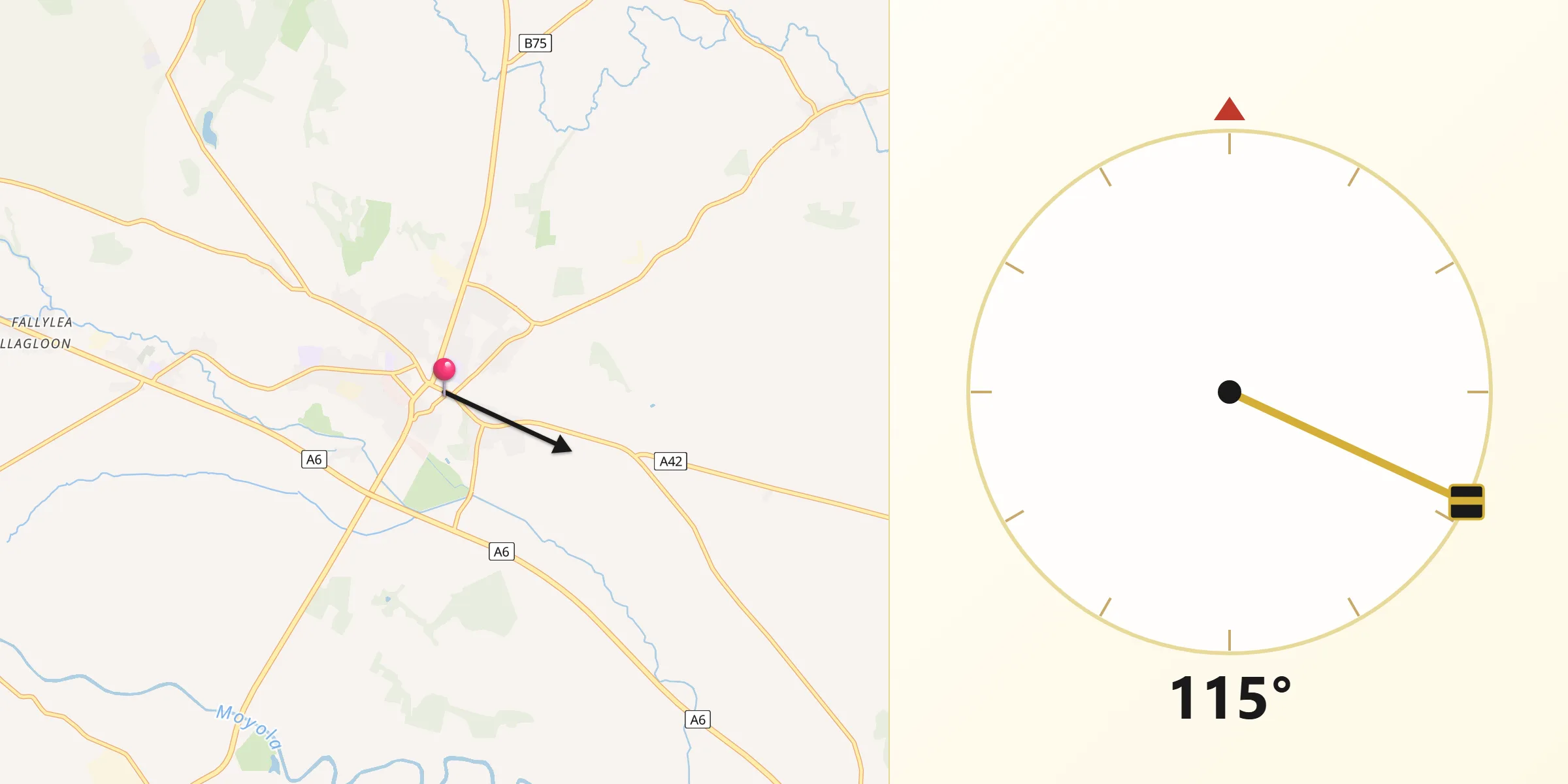 Qibla Direction from Maghera