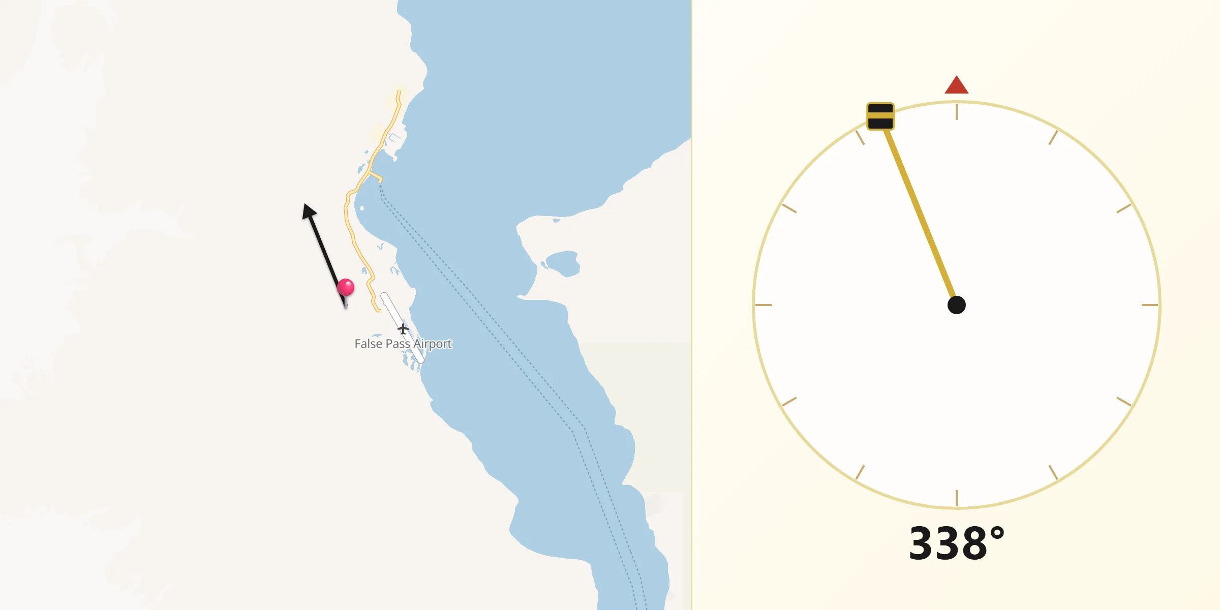 Qibla Direction from Aleutians East Borough