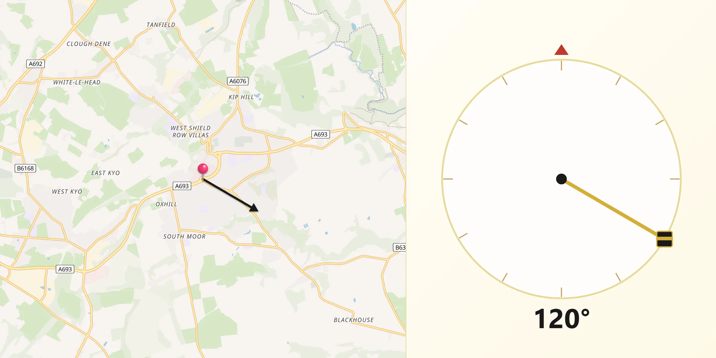 Qibla Direction from Stanley