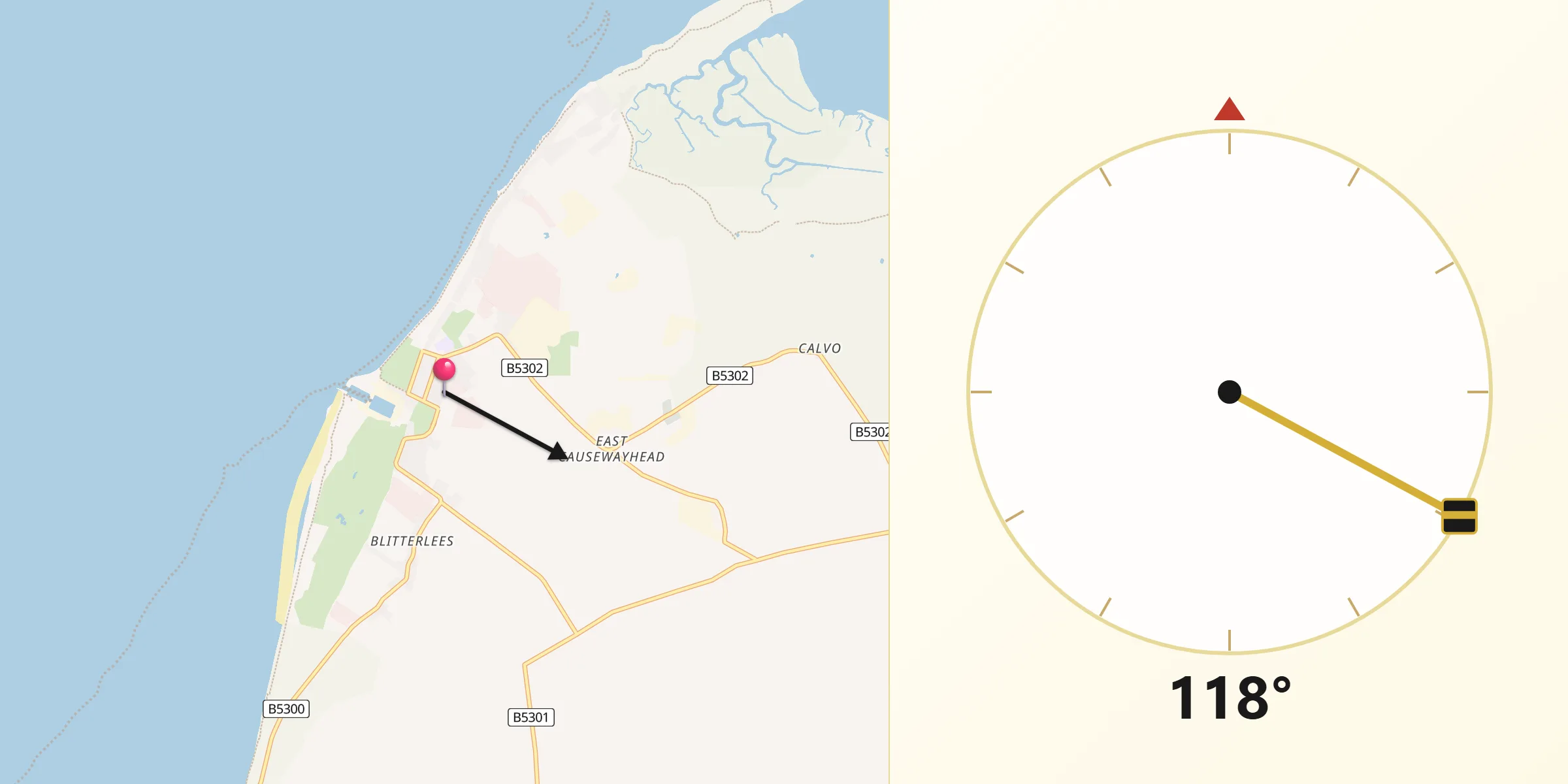 Qibla Direction from Silloth