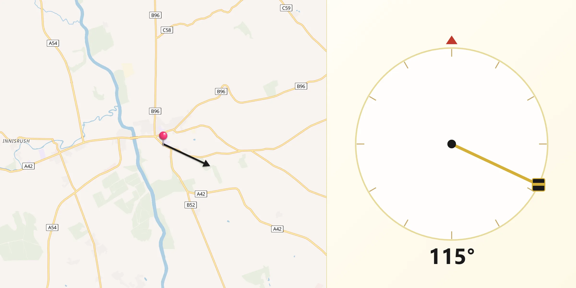 Qibla Direction from Portglenone