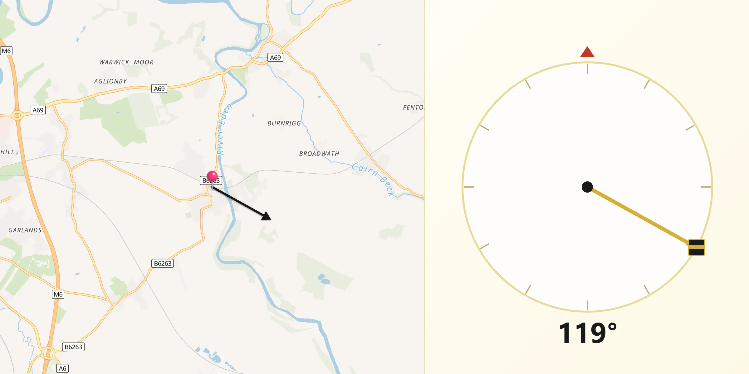Qibla Direction from Wetheral