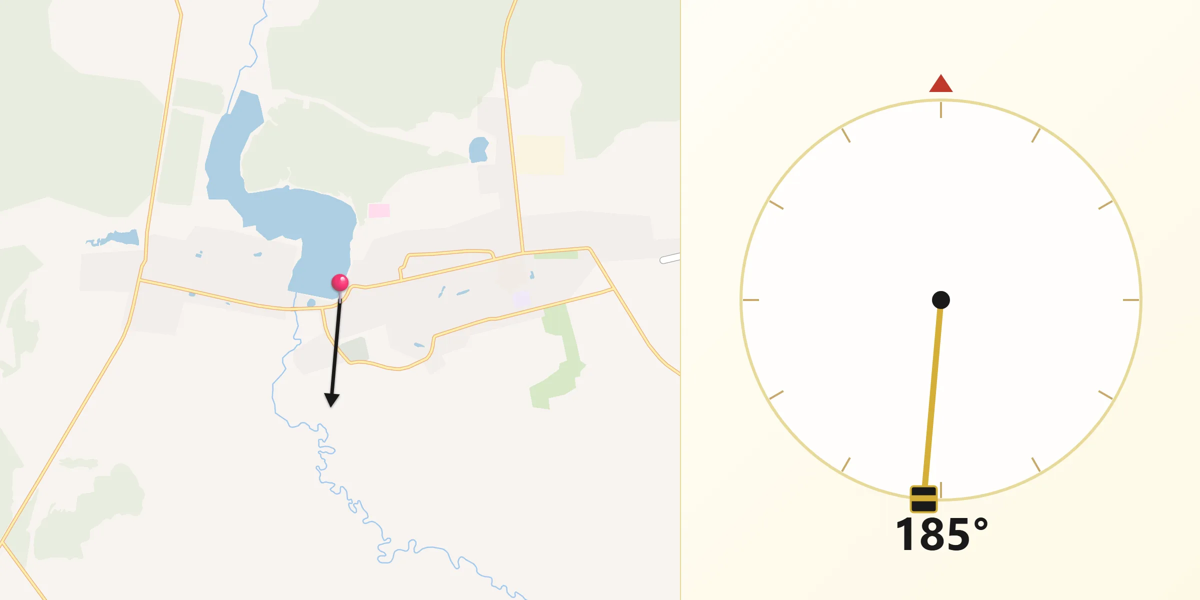 Направление Киблы из Voznesenskoye