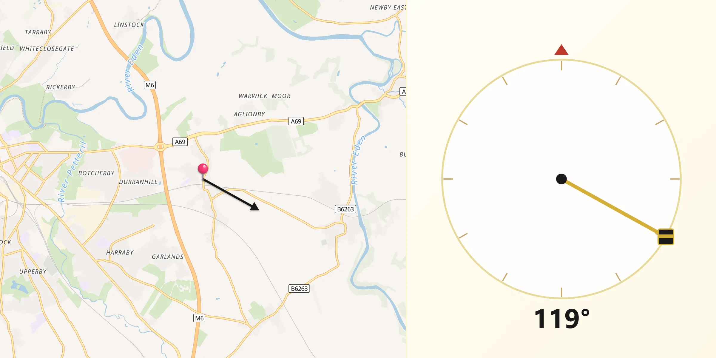 Qibla Direction from Scotby
