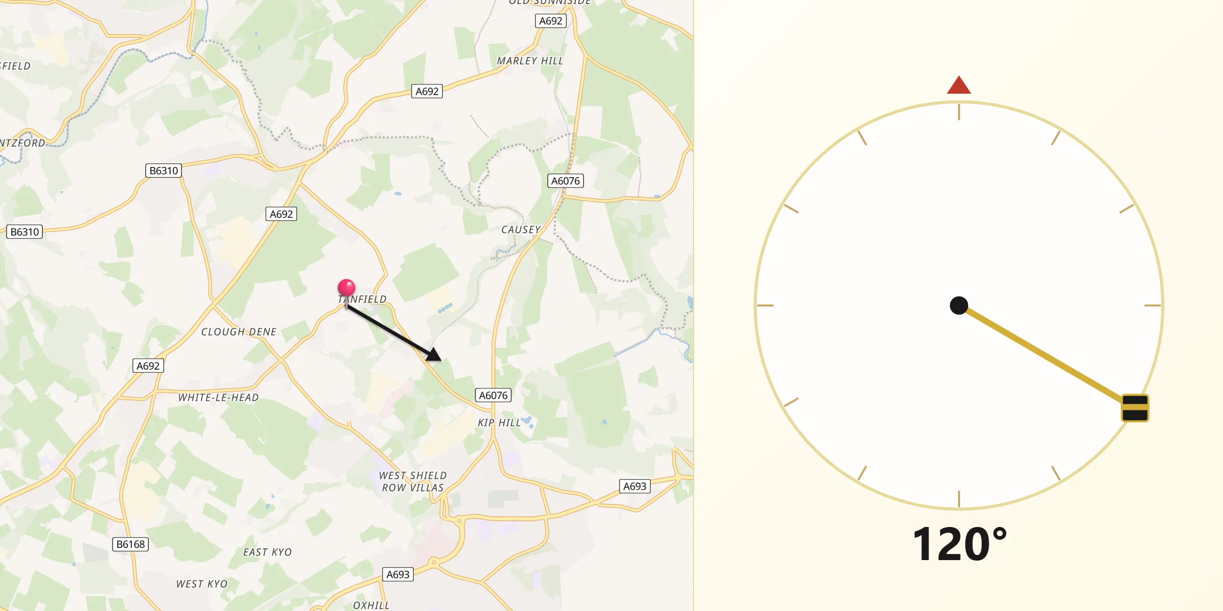 Qibla Direction from Tanfield