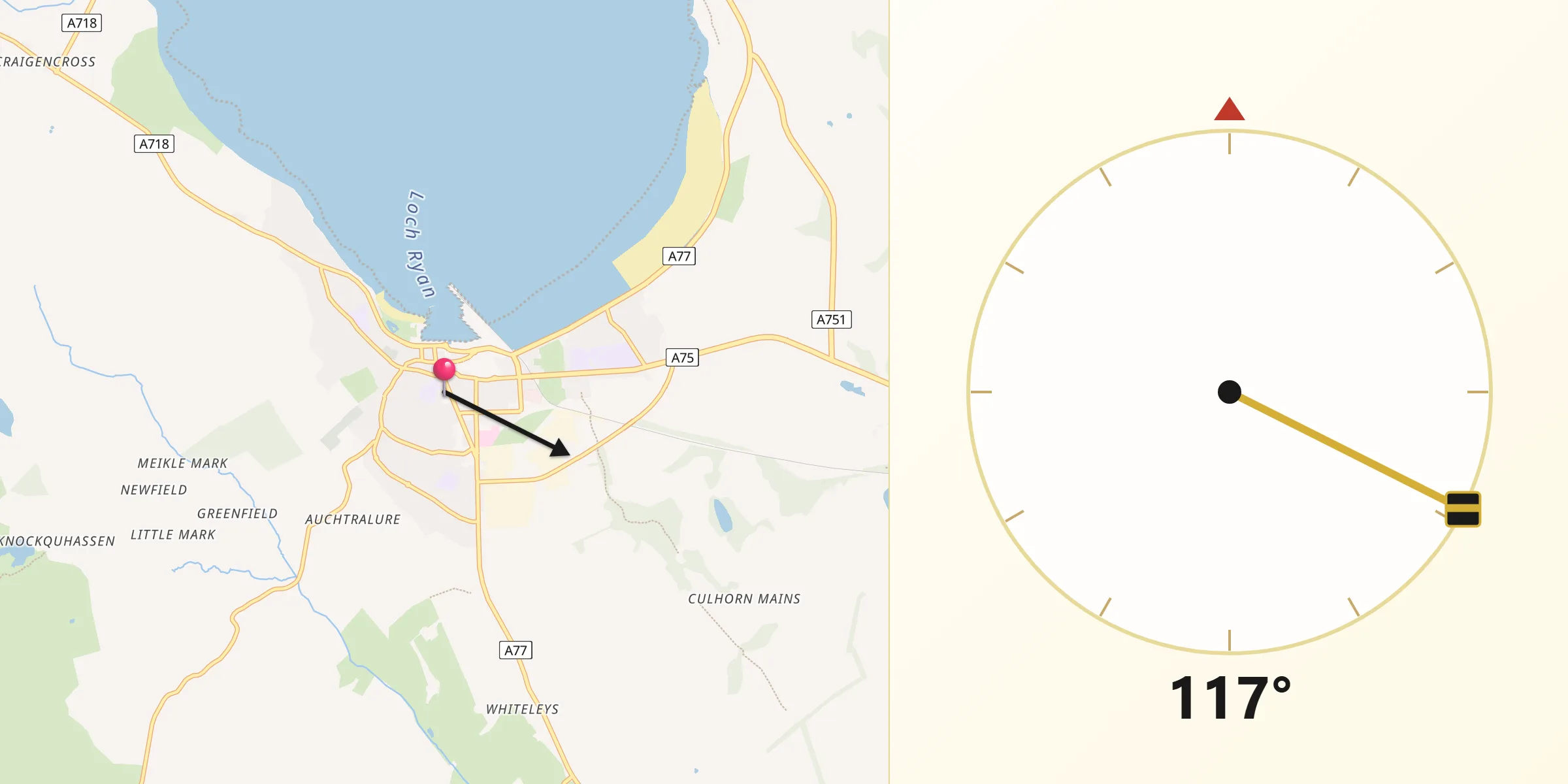 Qibla Direction from Stranraer