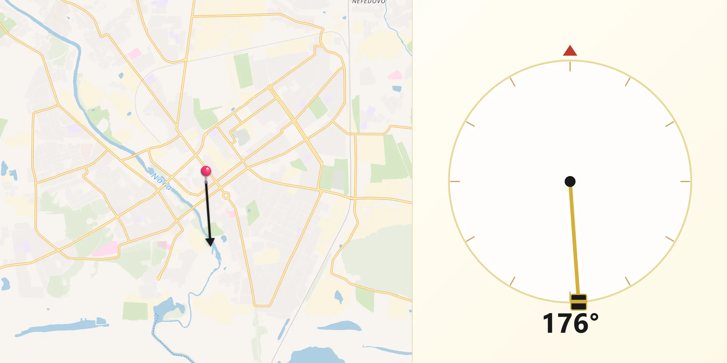 Направление Киблы из Серпухов