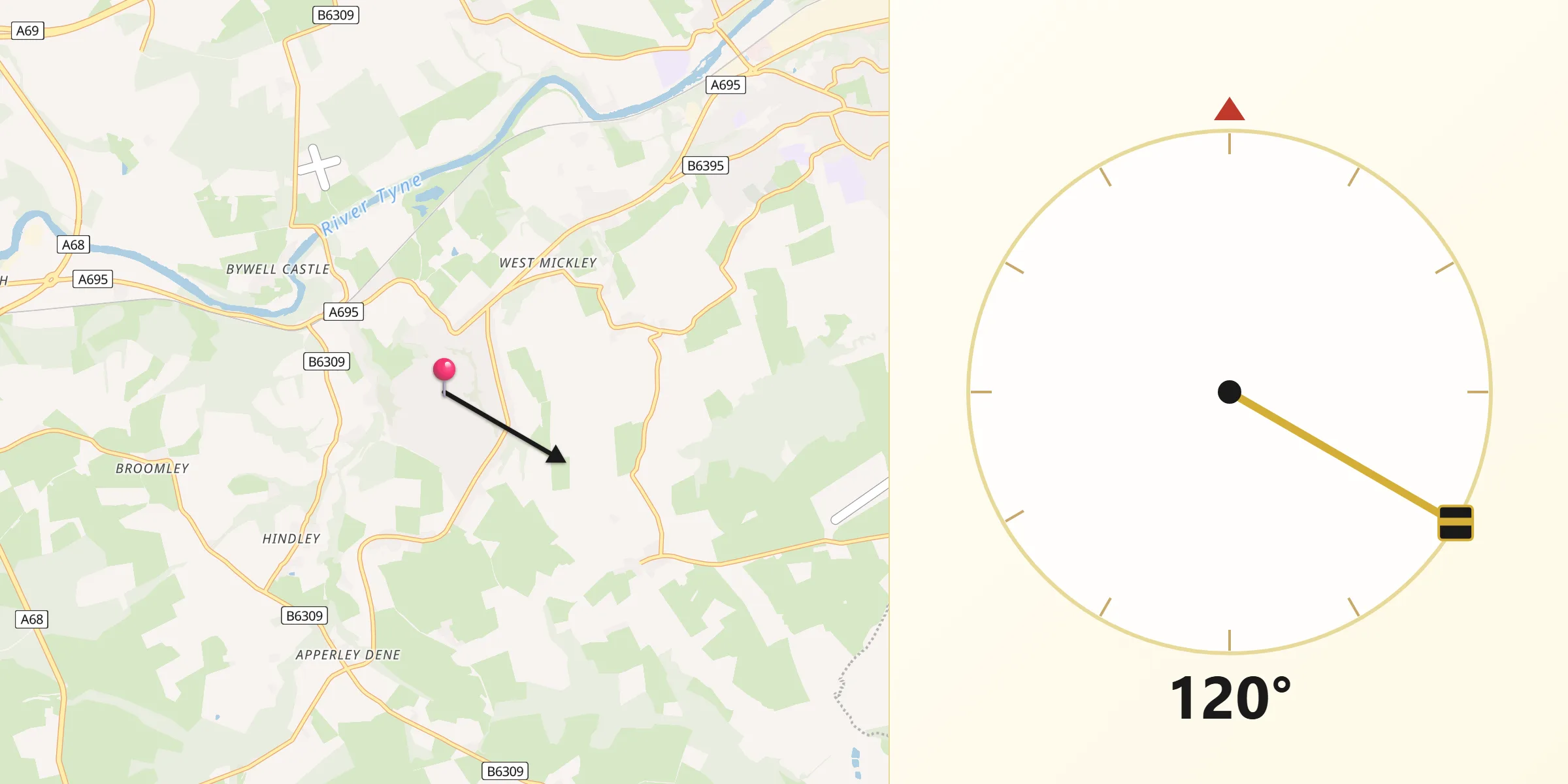 Qibla Direction from Stocksfield