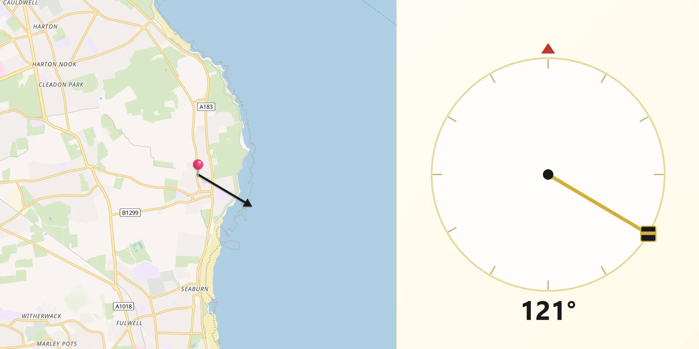 Qibla Direction from Whitburn