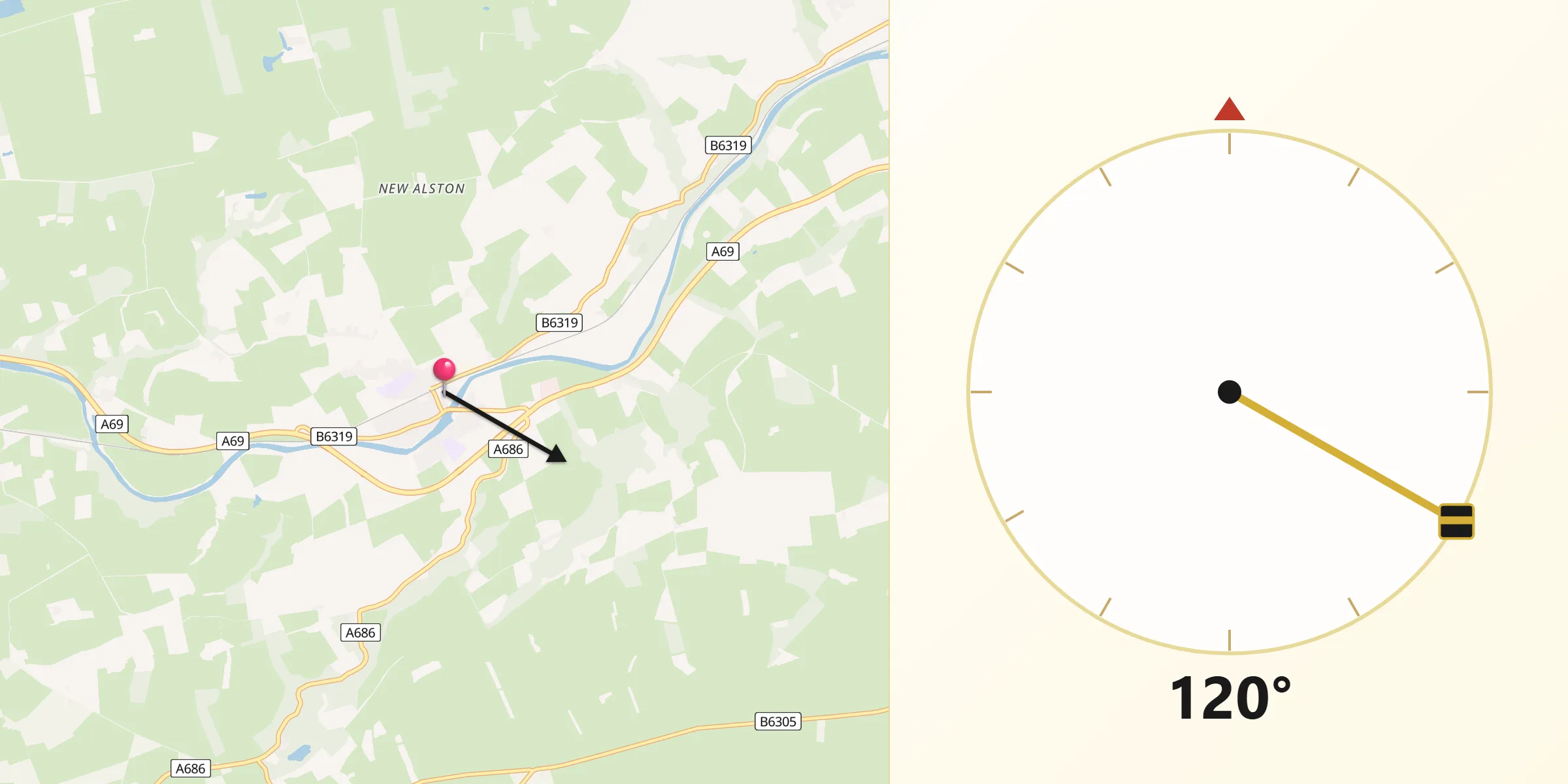 Qibla Direction from Haydon Bridge