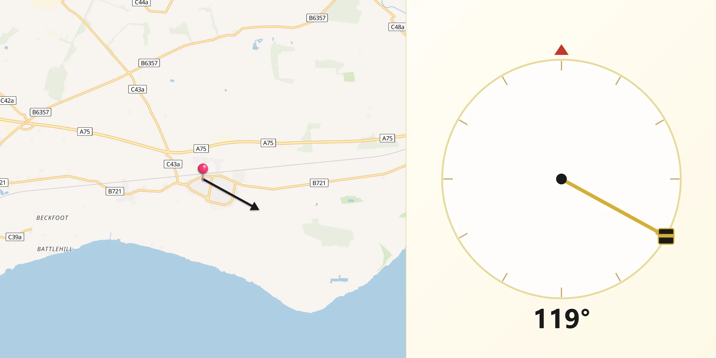 Qibla Direction from Eastriggs