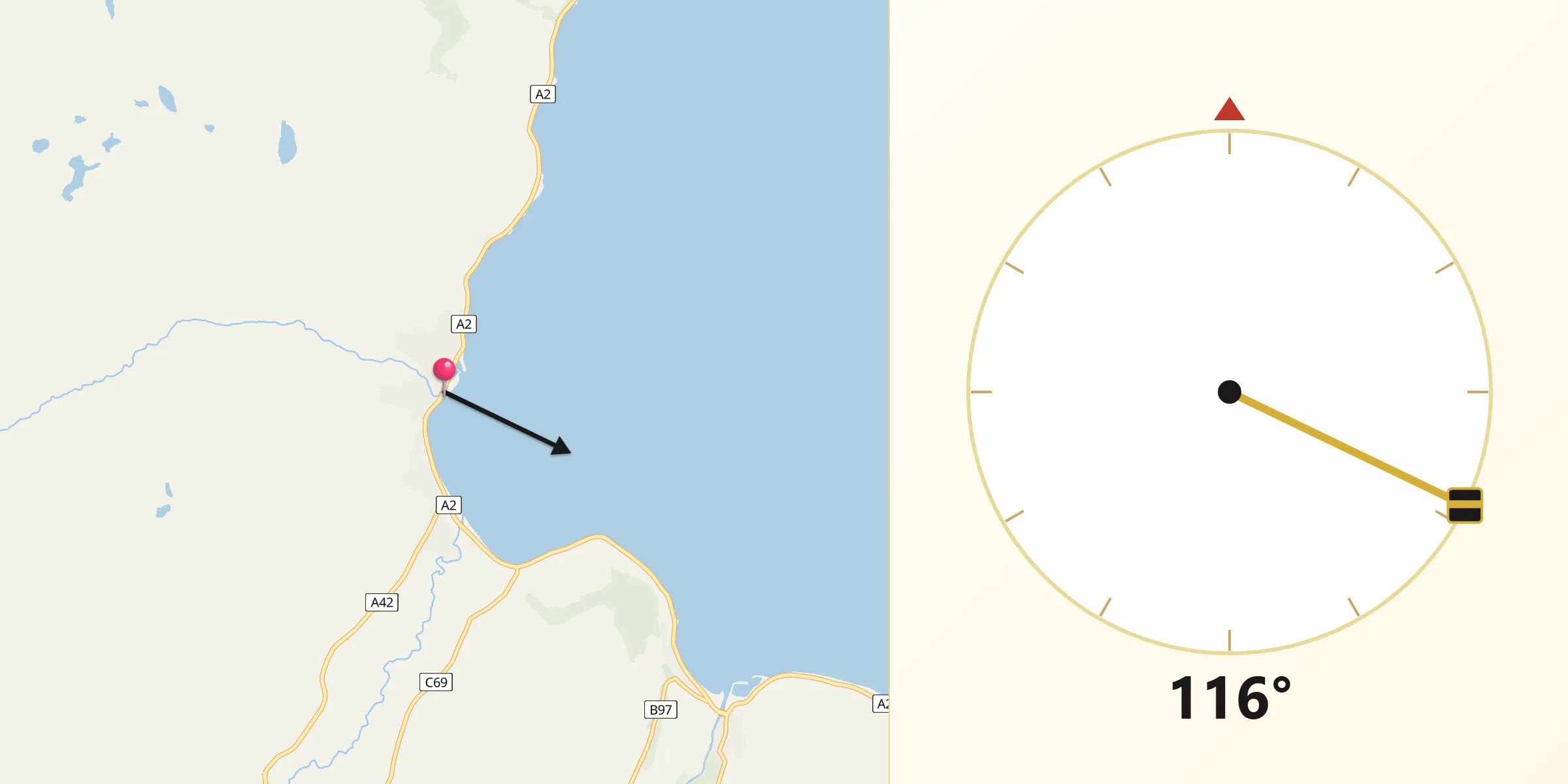 Qibla Direction from Carnlough