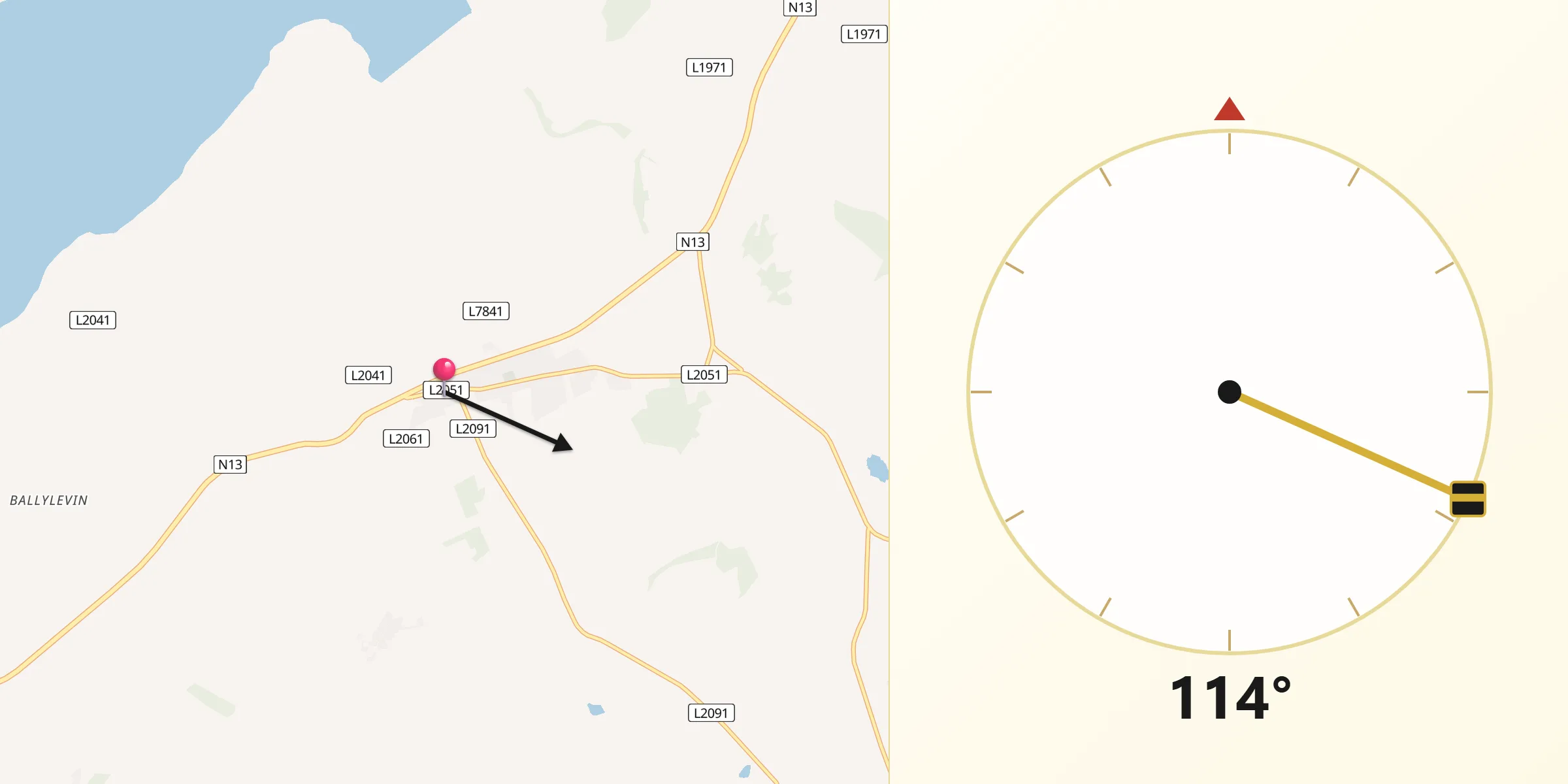 Qibla Direction from Newtown Cunningham