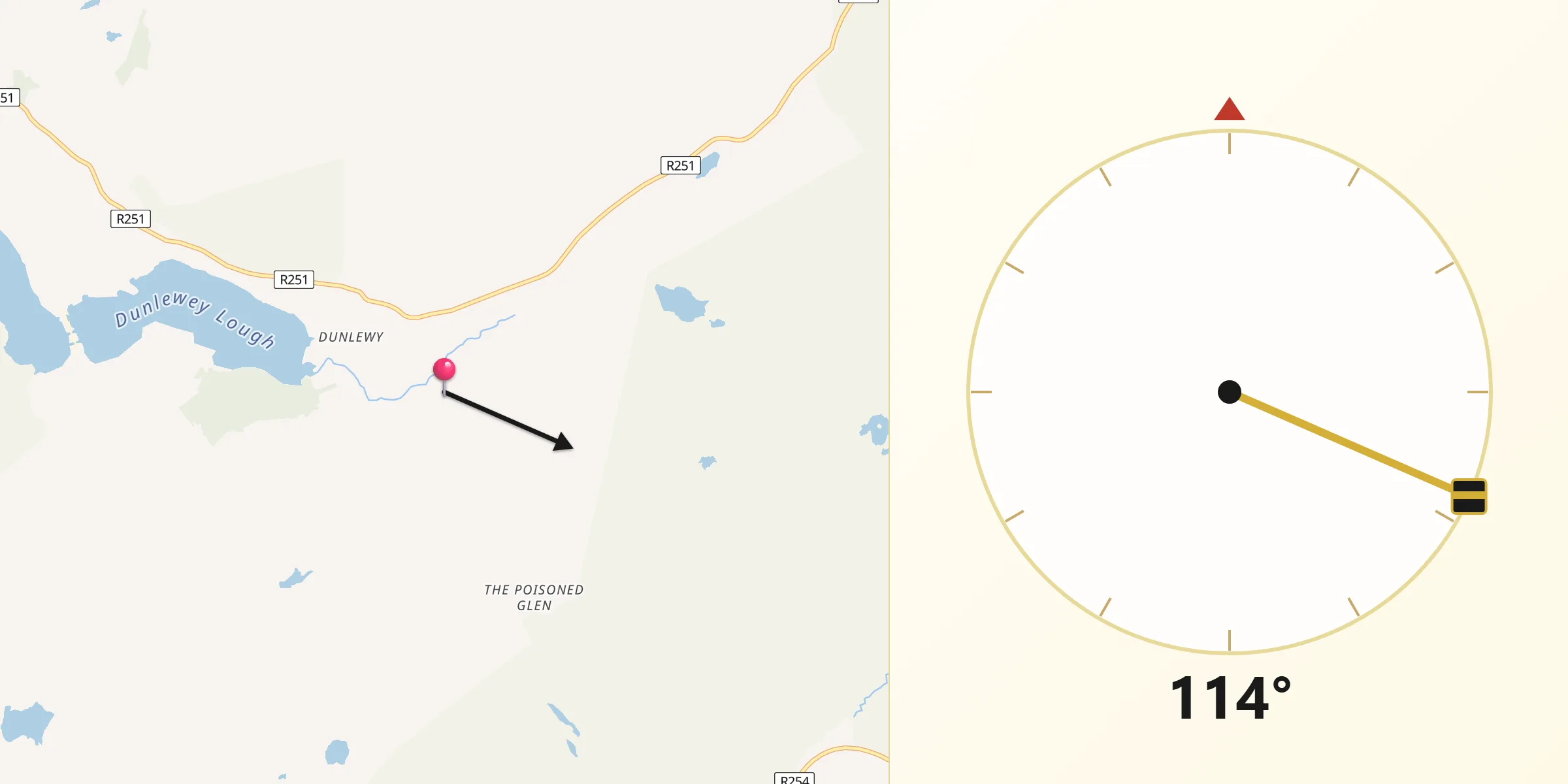 Qibla Direction from Dunlewy