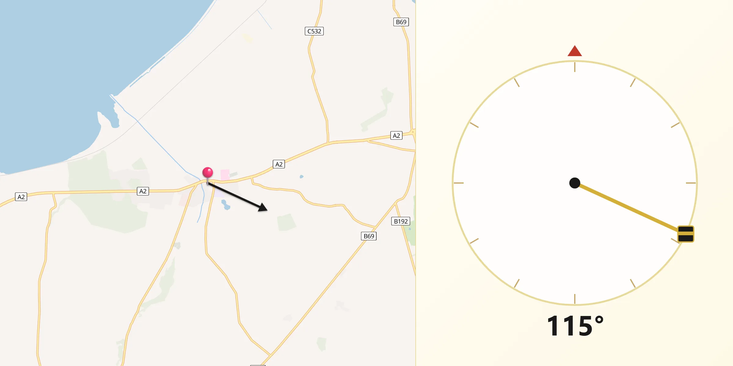 Qibla Direction from Ballykelly