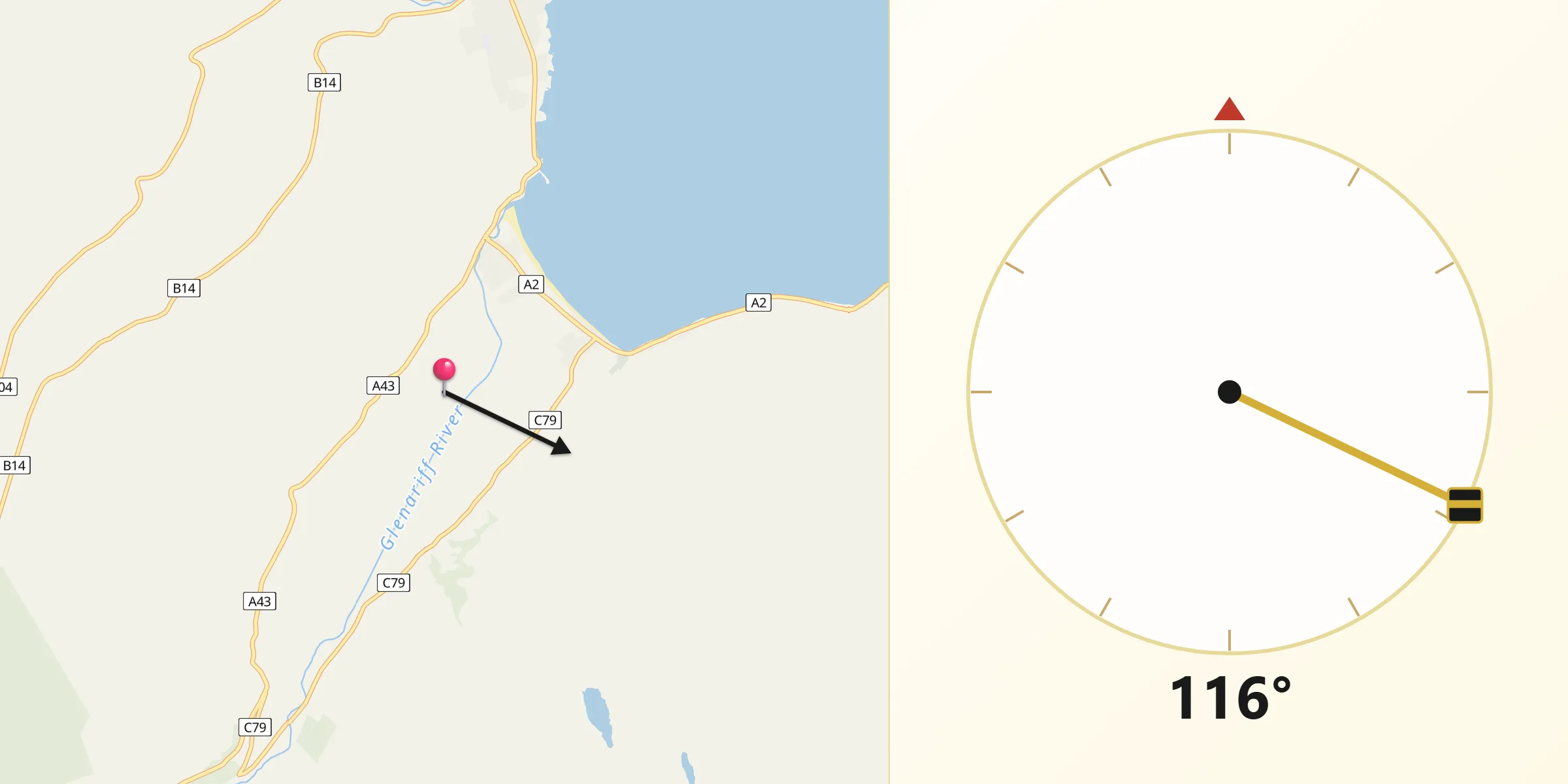 Qibla Direction from Glenariff