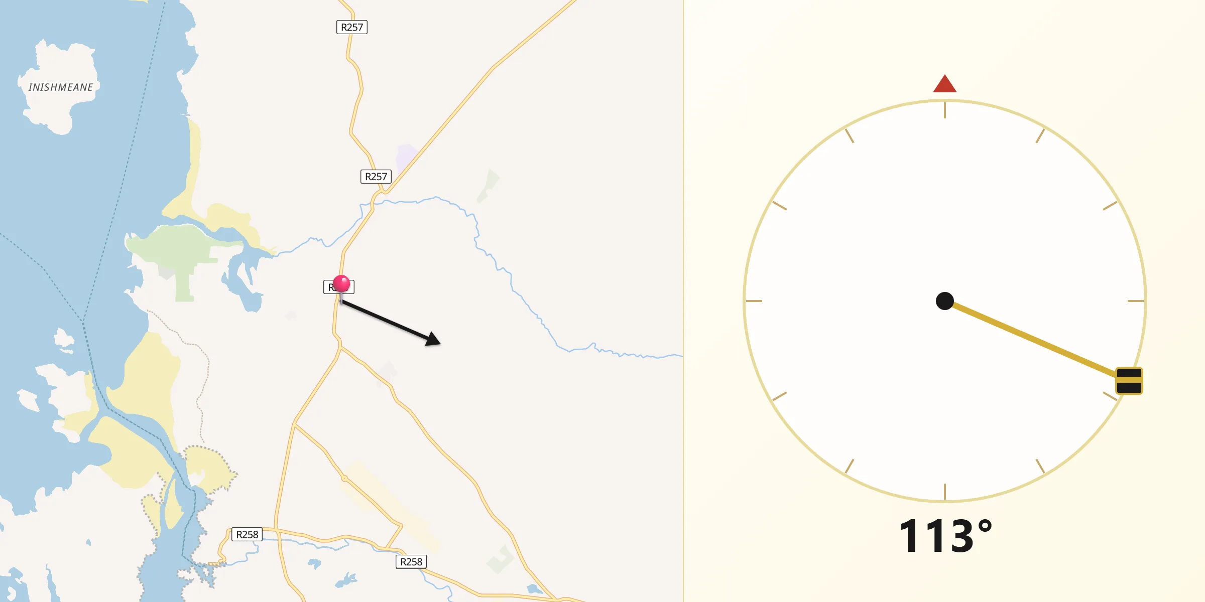 Qibla Direction from Derrybeg