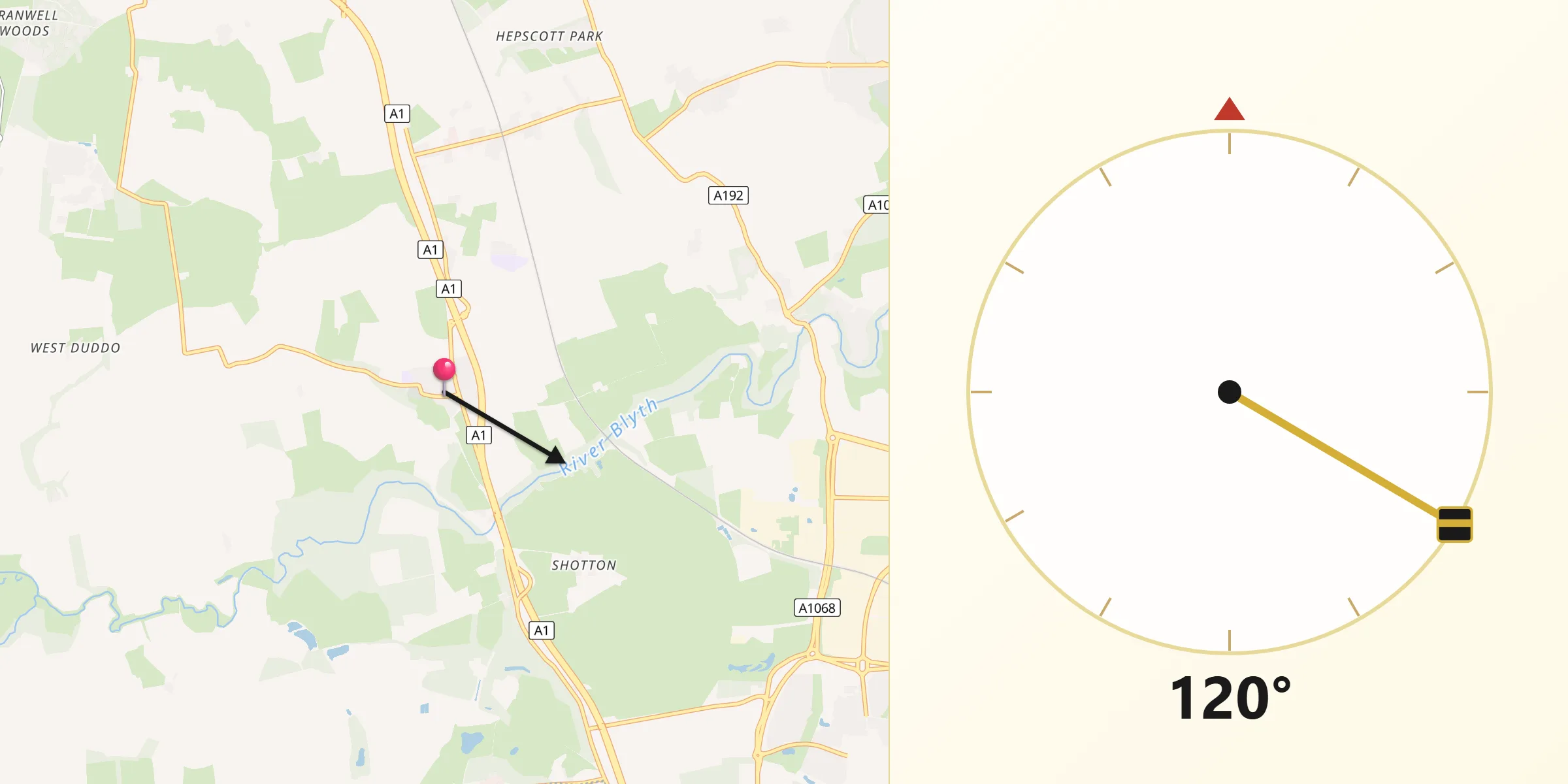 Qibla Direction from Stannington