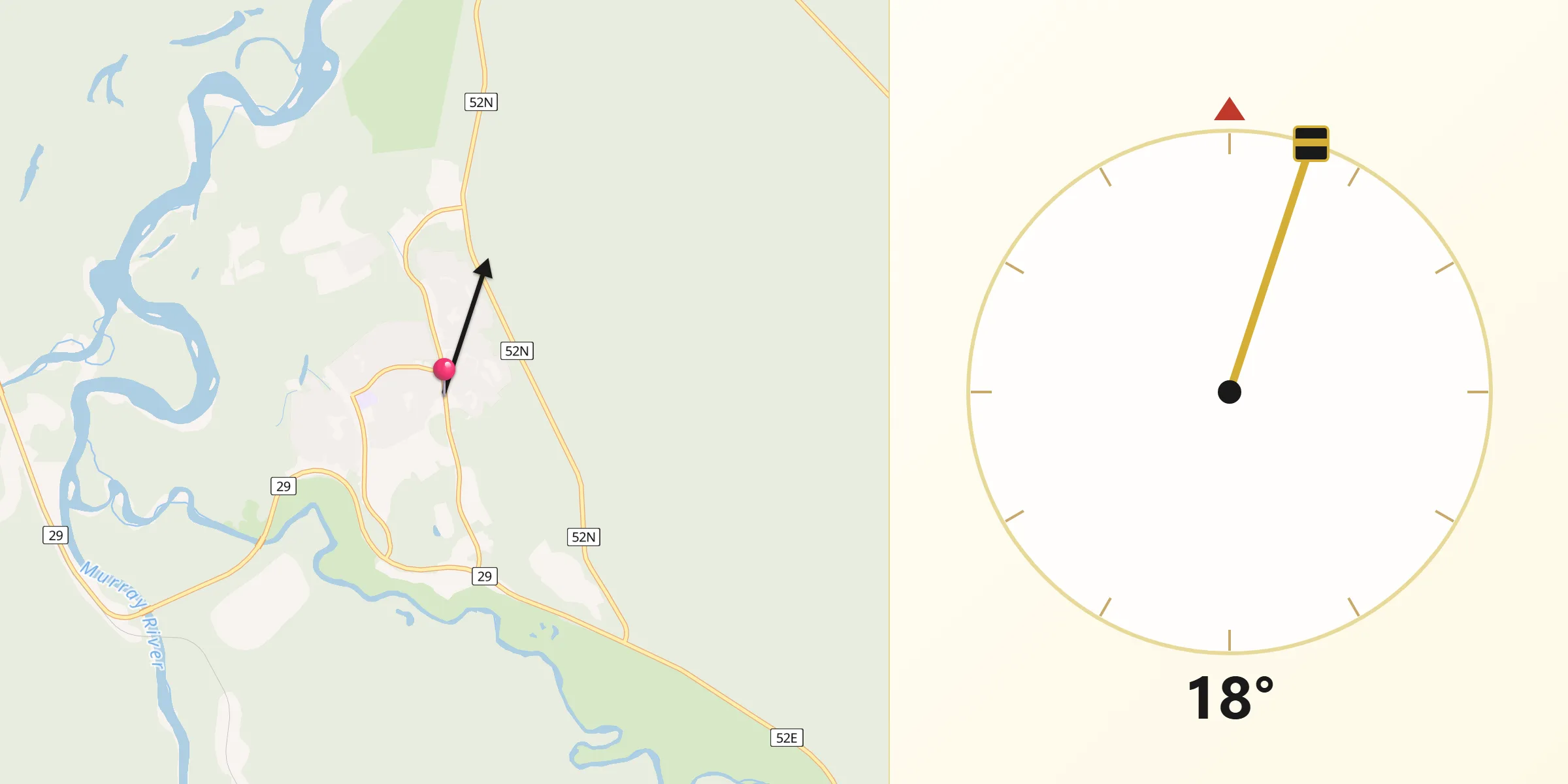 Qibla Direction from Tumbler Ridge