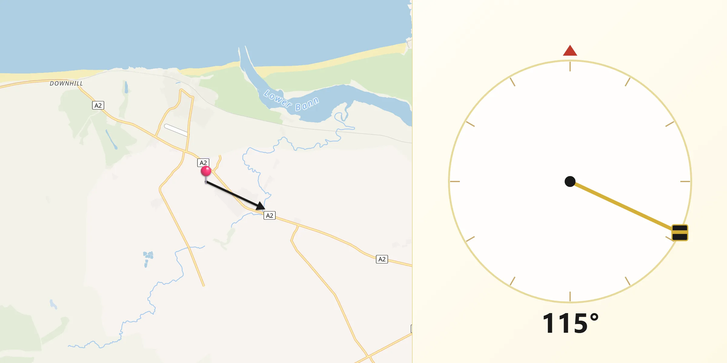 Qibla Direction from Castlerock