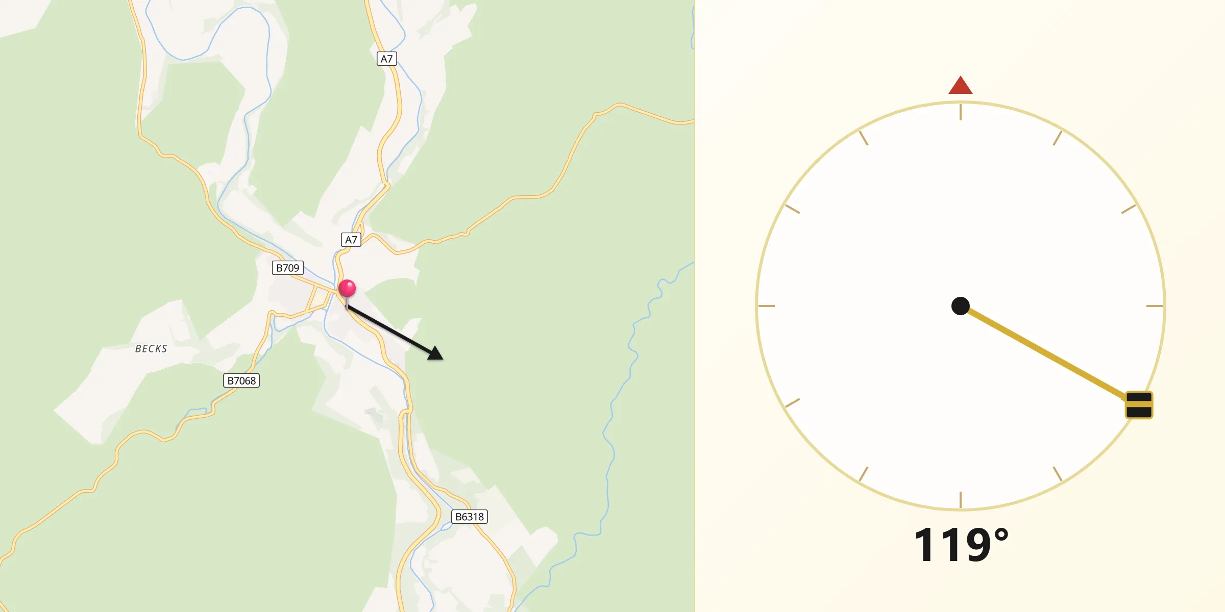 Qibla Direction from Langholm