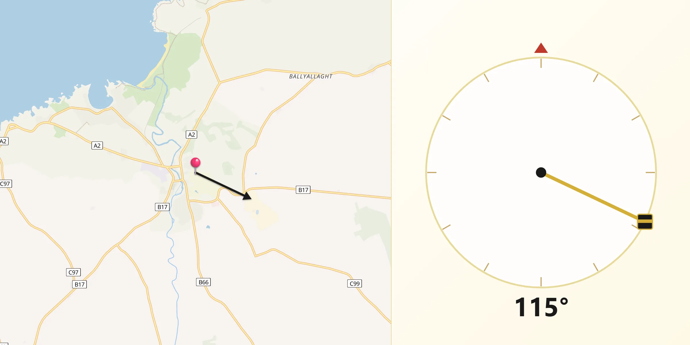 Qibla Direction from Bushmills