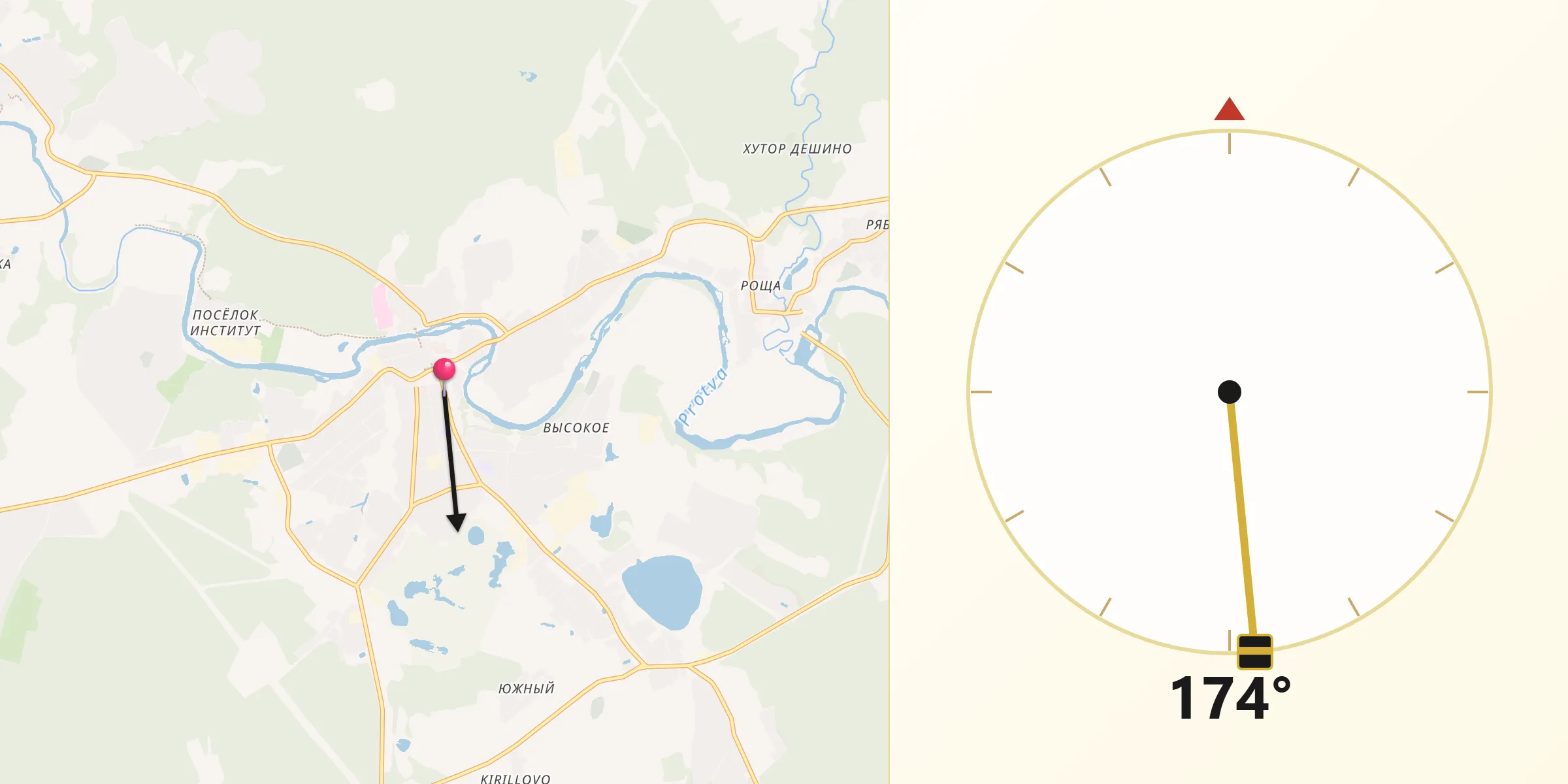 Направление Киблы из Borovsk