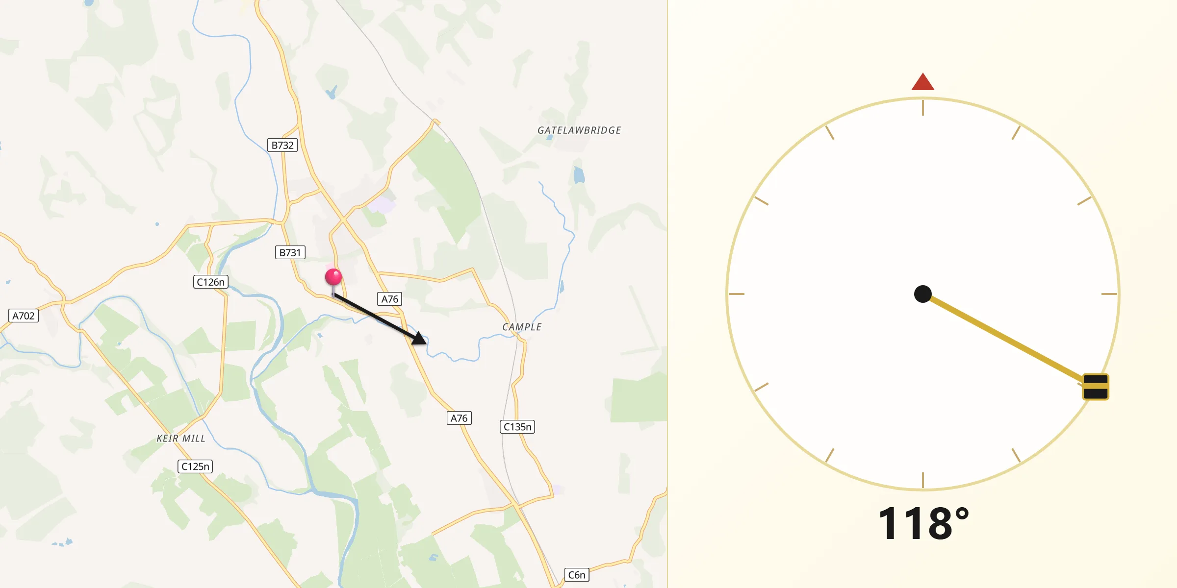 Qibla Direction from Thornhill