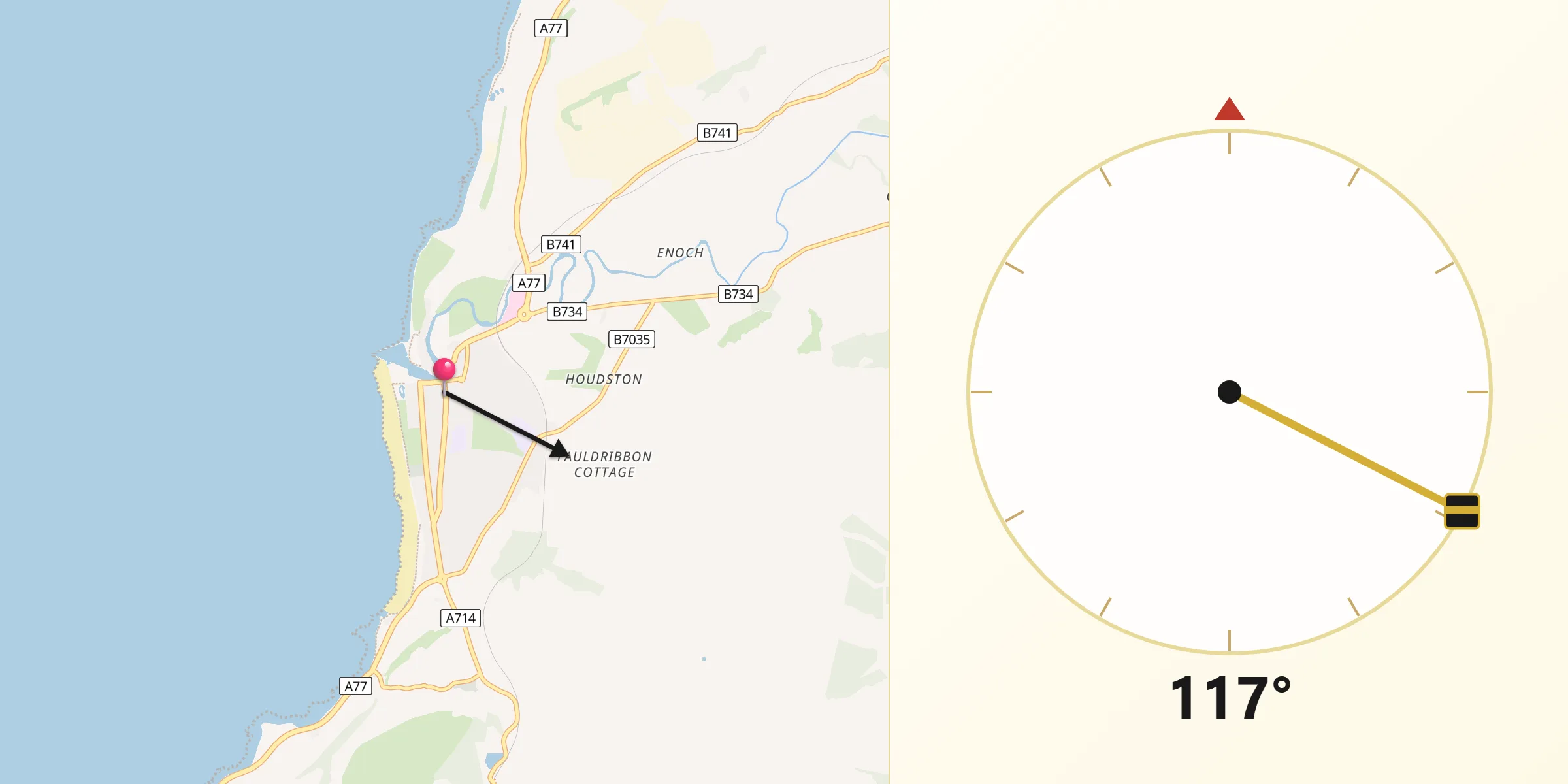 Qibla Direction from Girvan