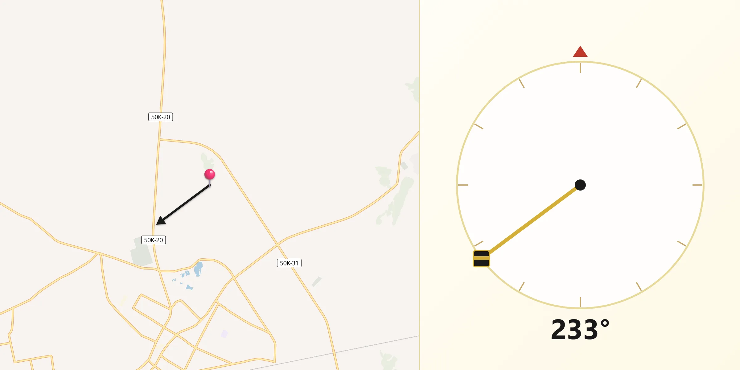 Направление Киблы из Tatarskiy Rayon