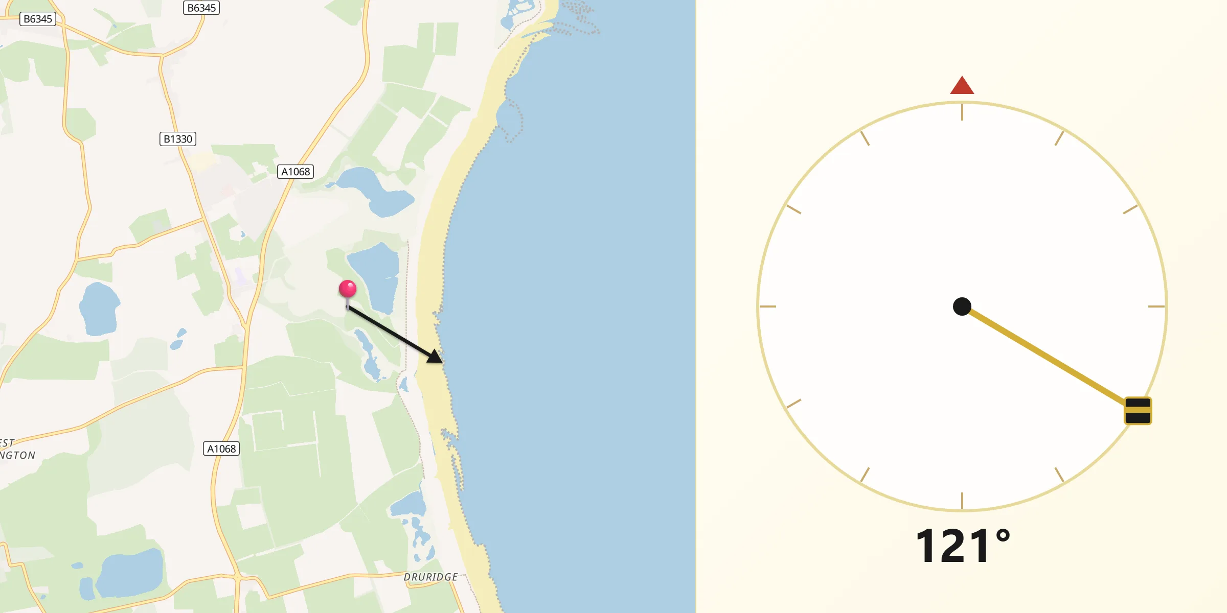 Qibla Direction from East Chevington