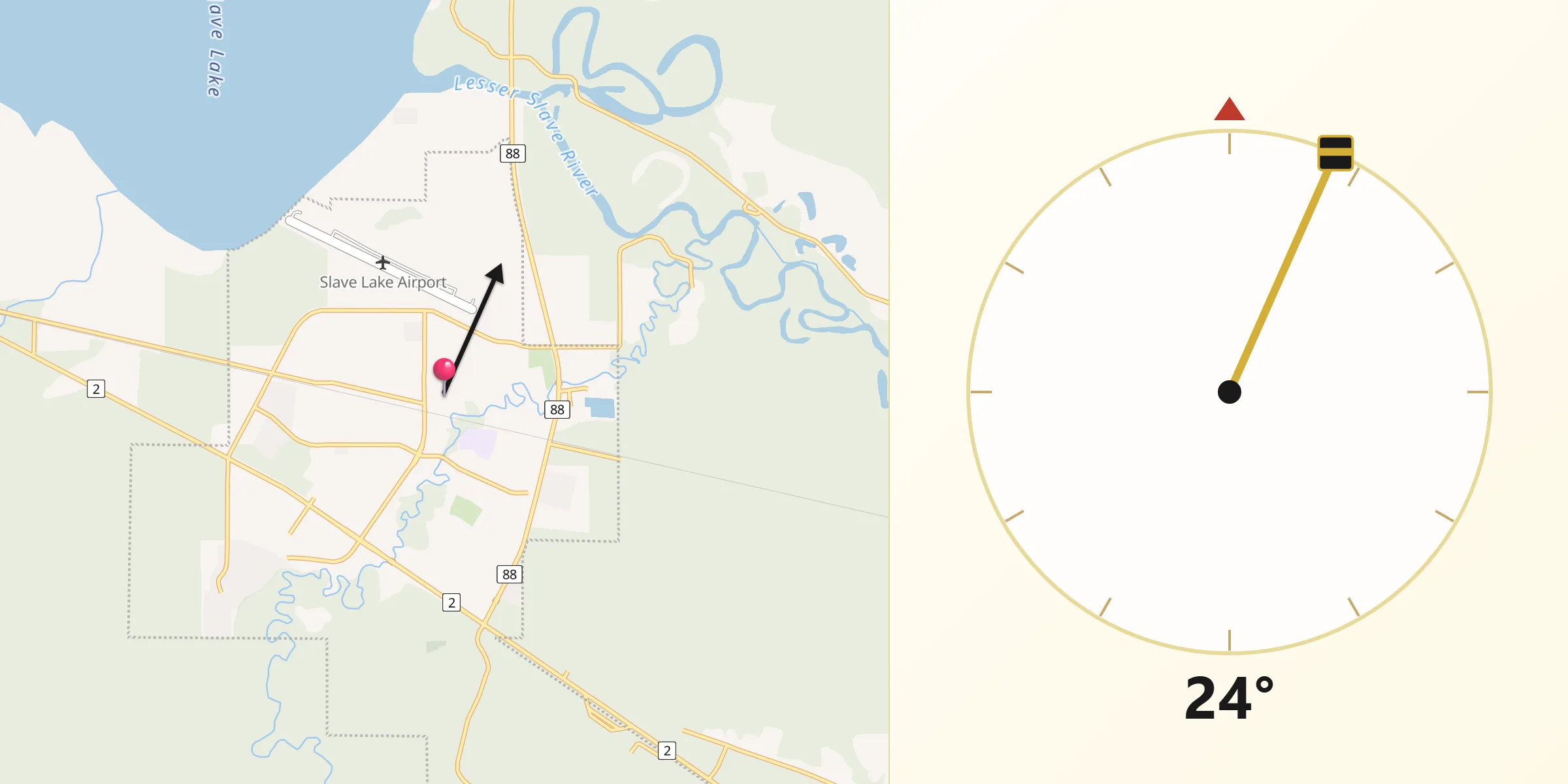 Qibla Direction from Slave Lake
