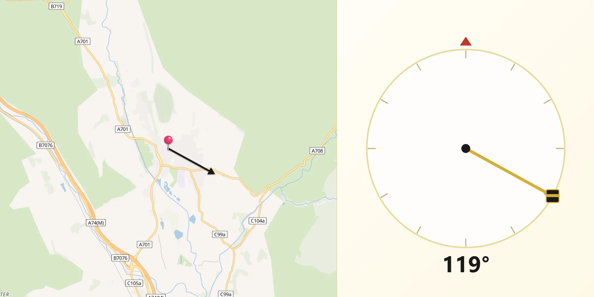 Qibla Direction from Moffat