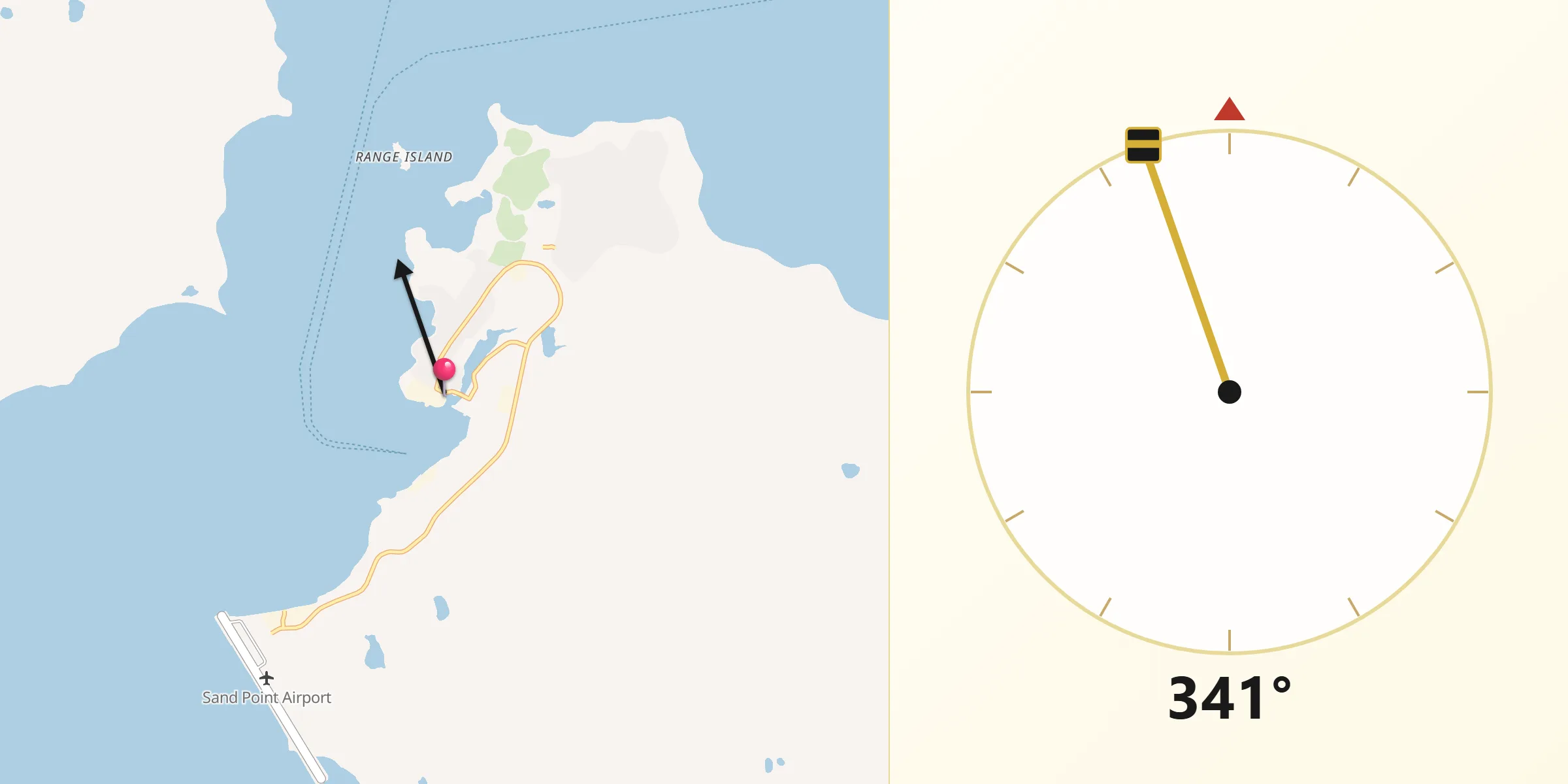Qibla Direction from Sand Point