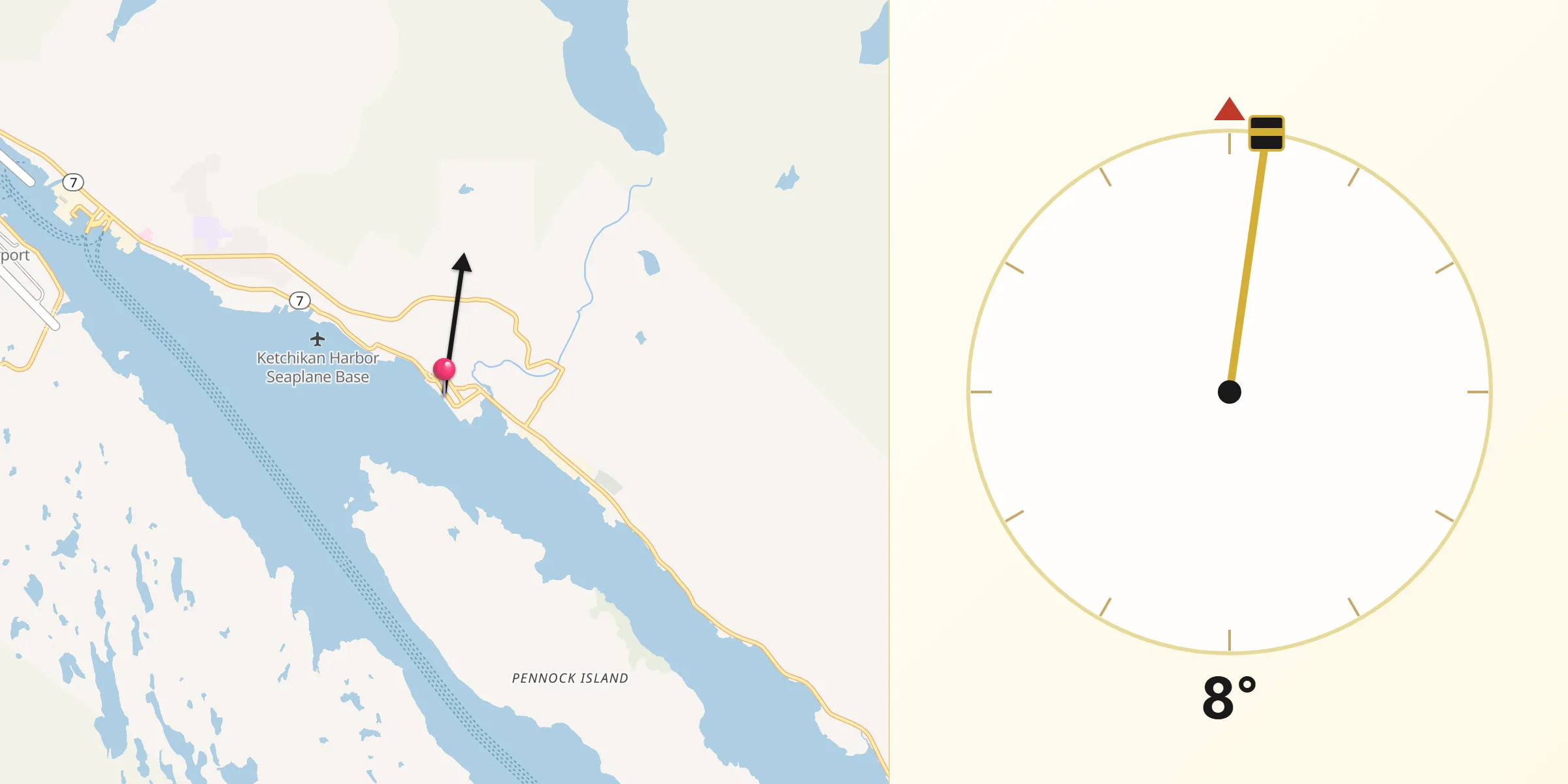 Qibla Direction from Ketchikan