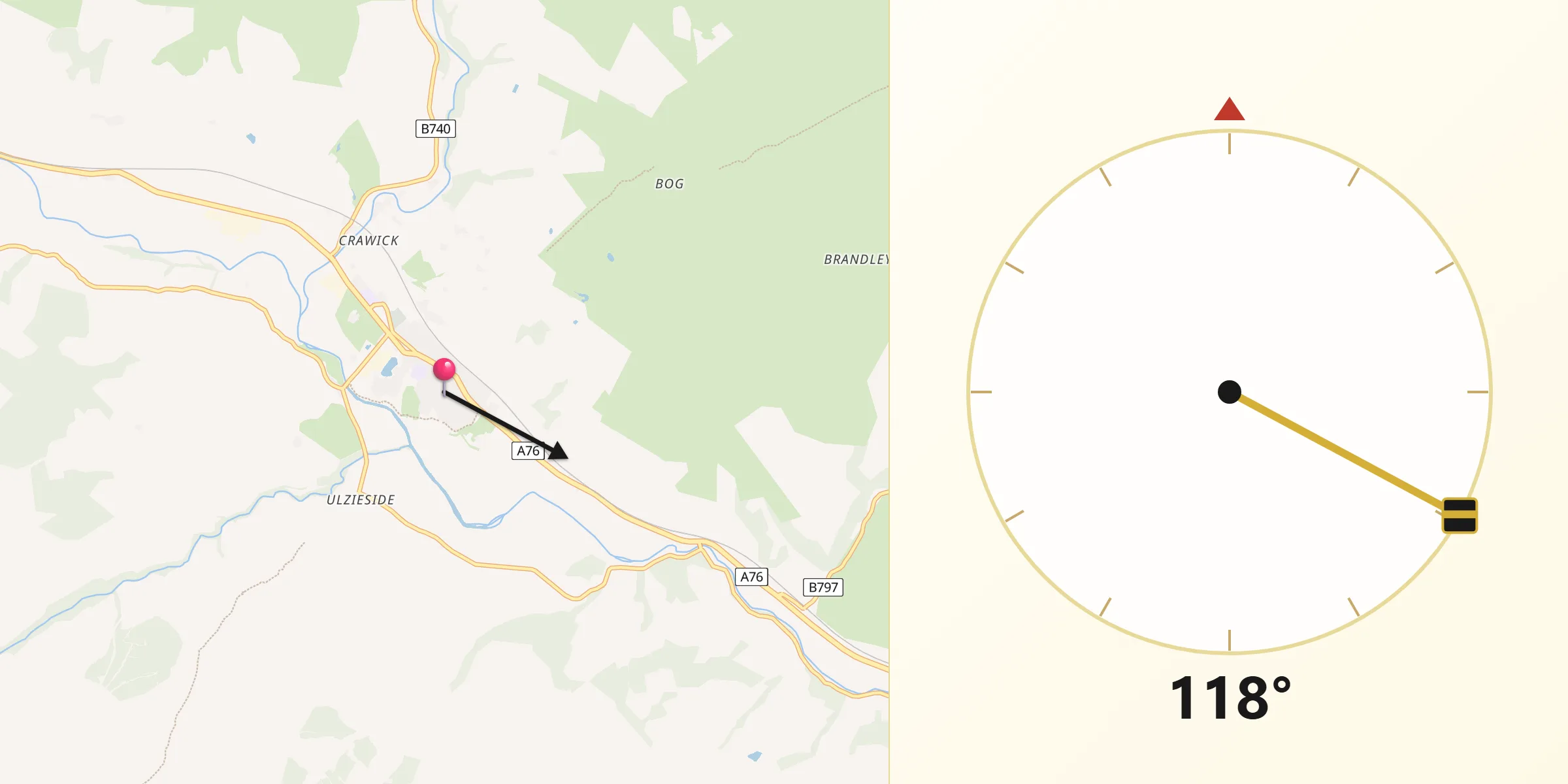 Qibla Direction from Sanquhar