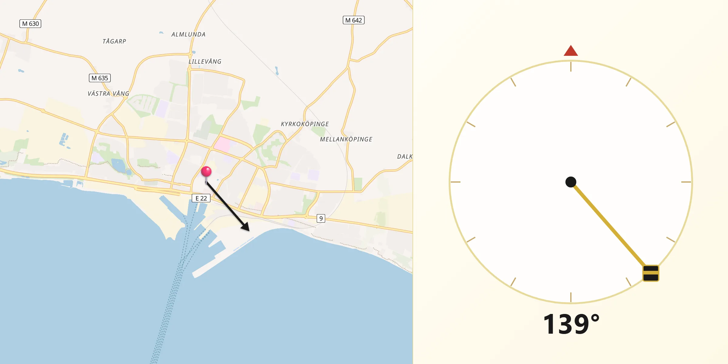 Qibla Riktning från Trelleborg