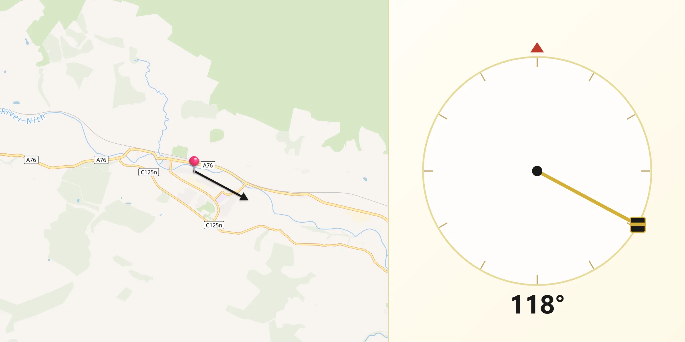 Qibla Direction from Kirkconnel