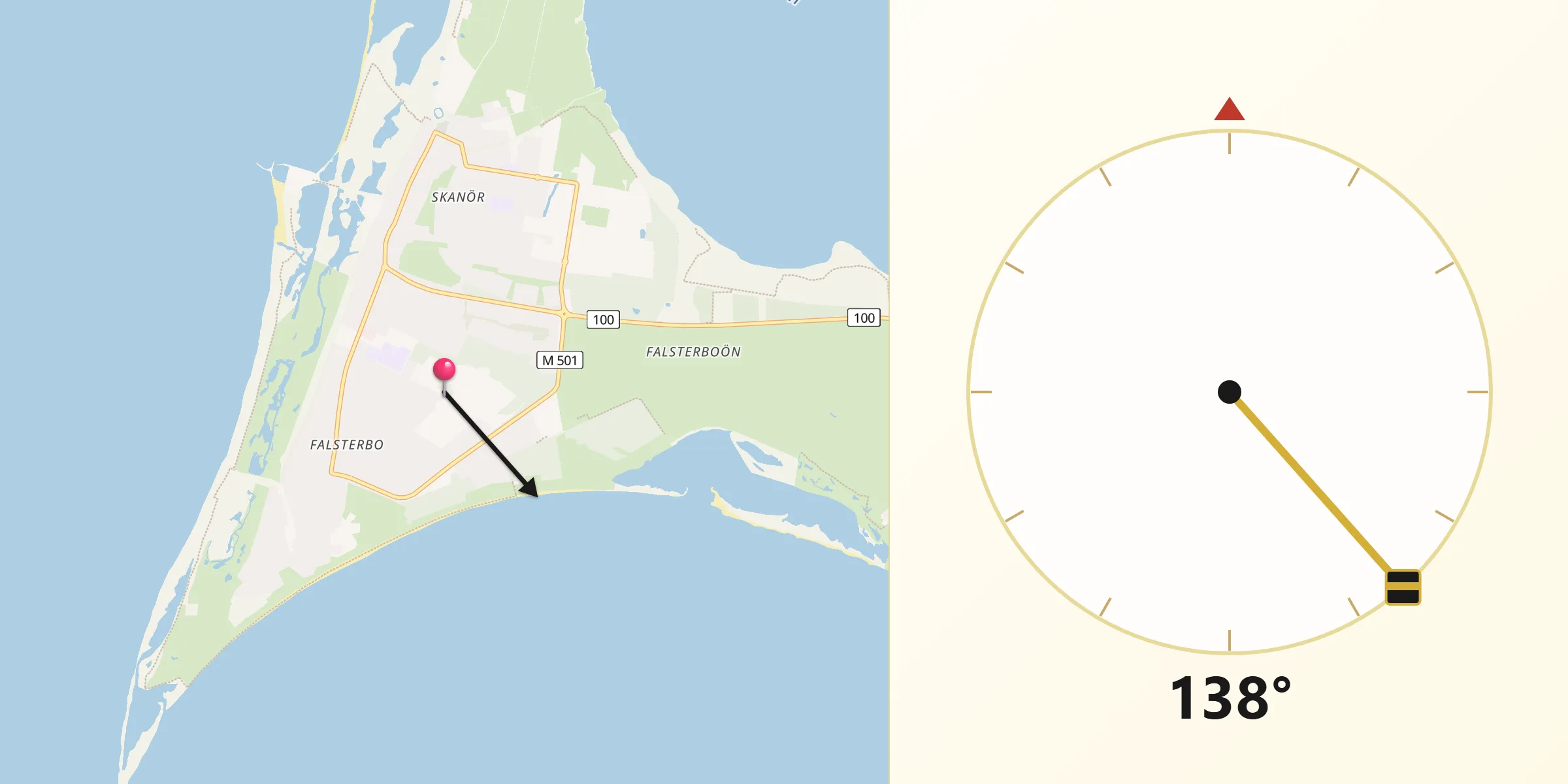 Qibla Riktning från Skanör med Falsterbo
