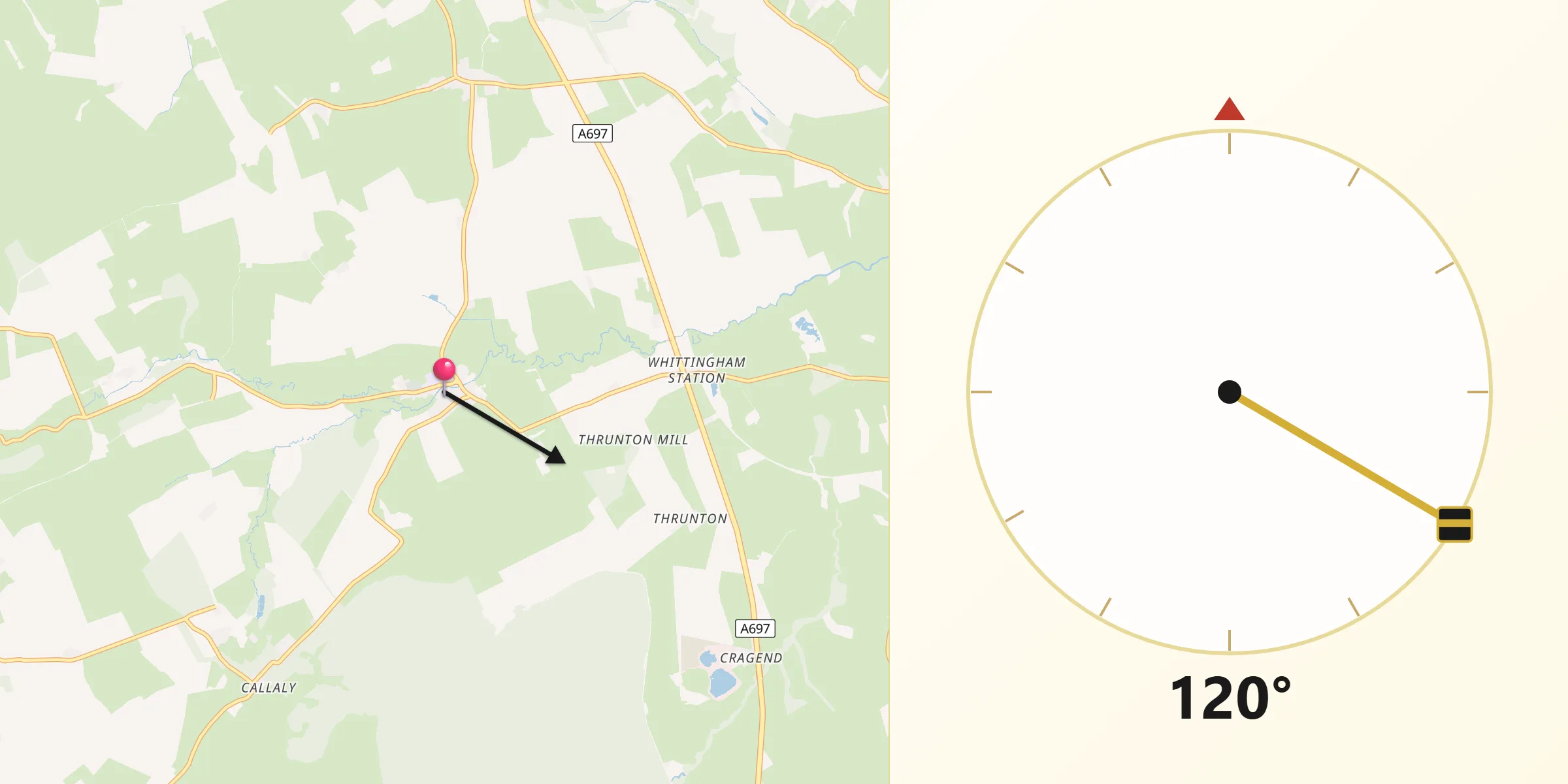 Qibla Direction from Whittingham