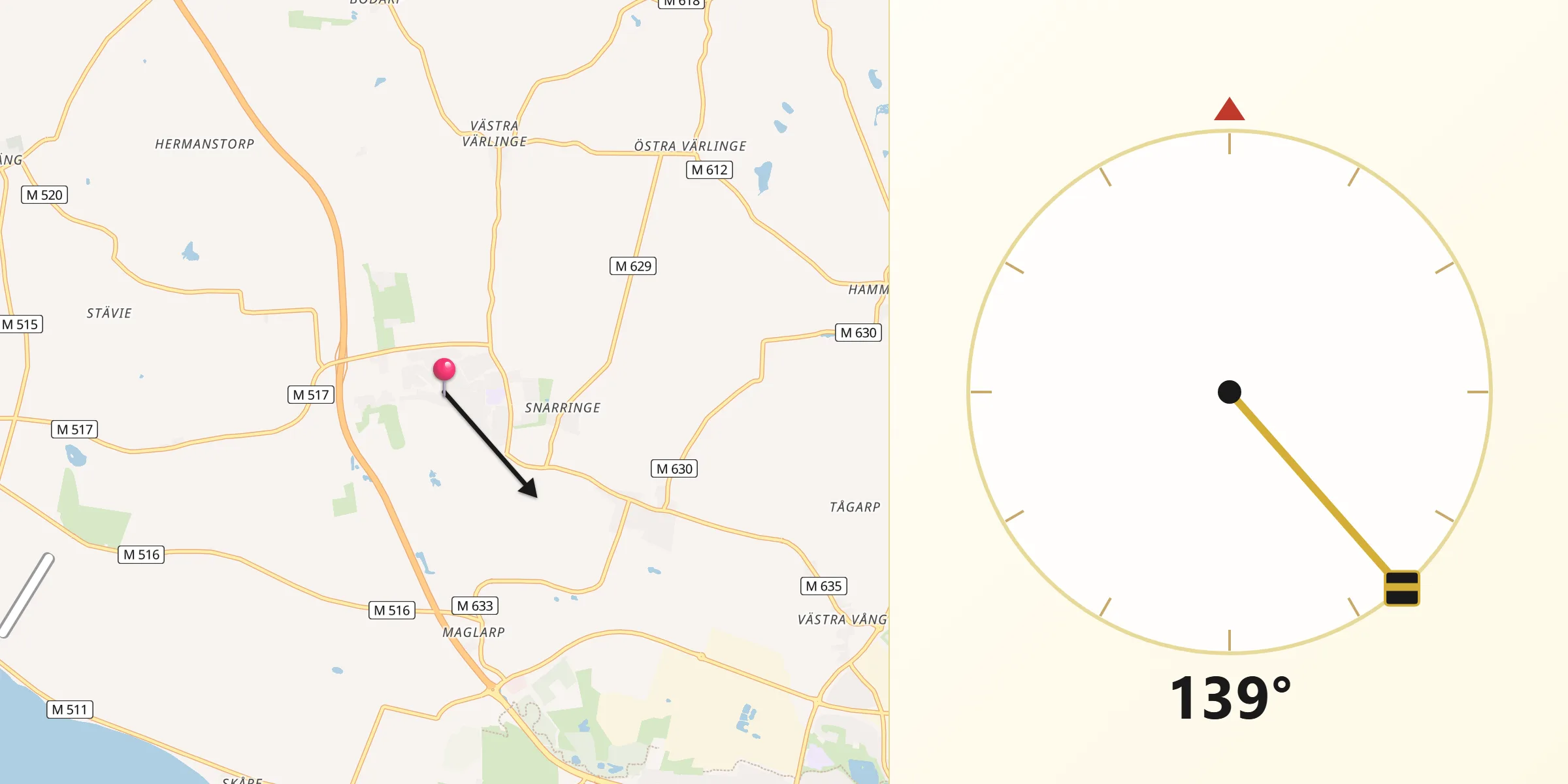Qibla Riktning från Skegrie