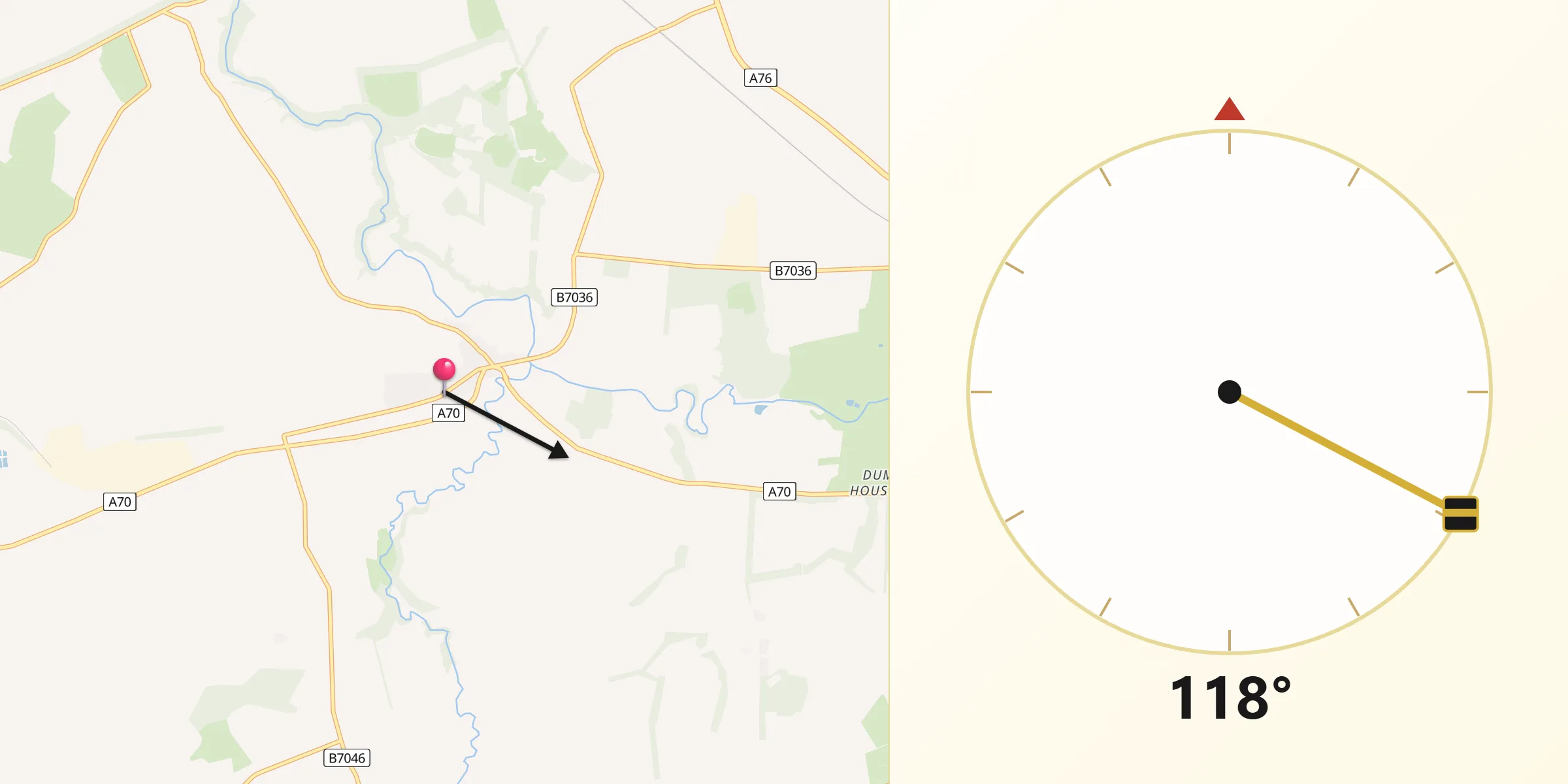 Qibla Direction from Ochiltree