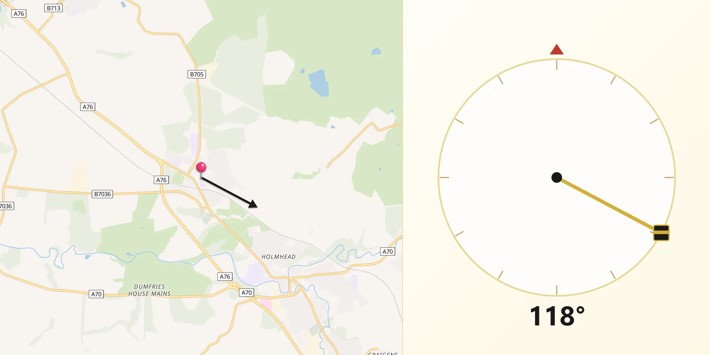 Qibla Direction from Auchinleck