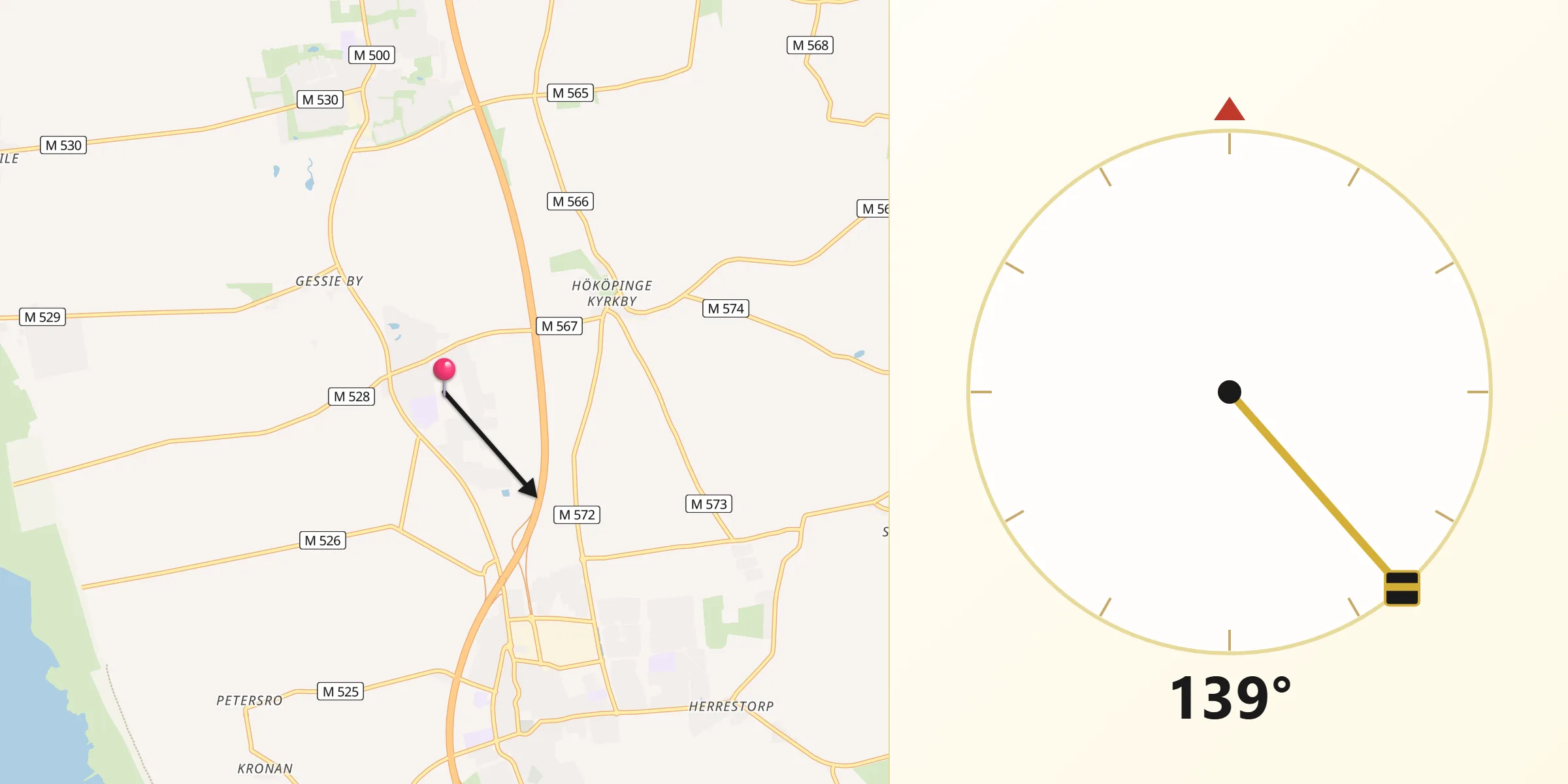 Qibla Riktning från Hököpinge